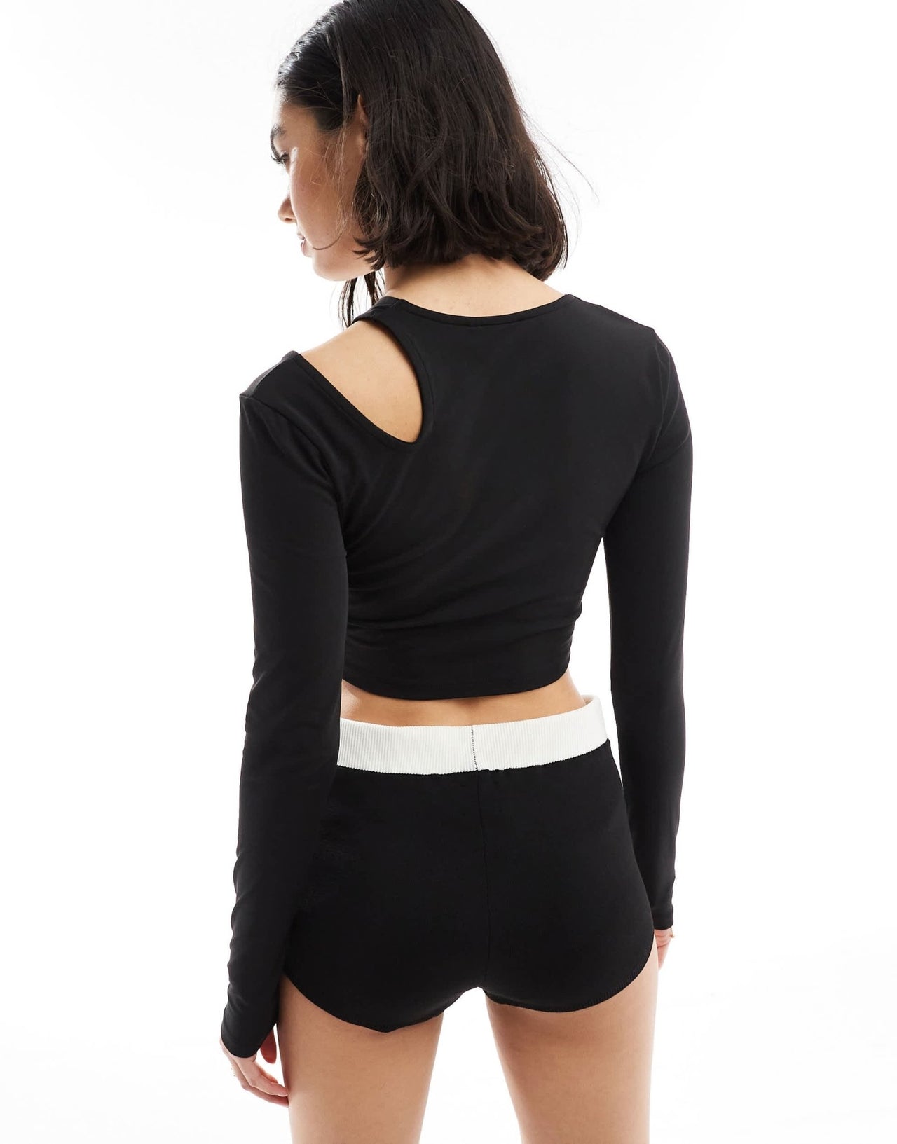 ASOS DESIGN long sleeve cut out neck tie front top in black - ASOS Sample Sale EU Store