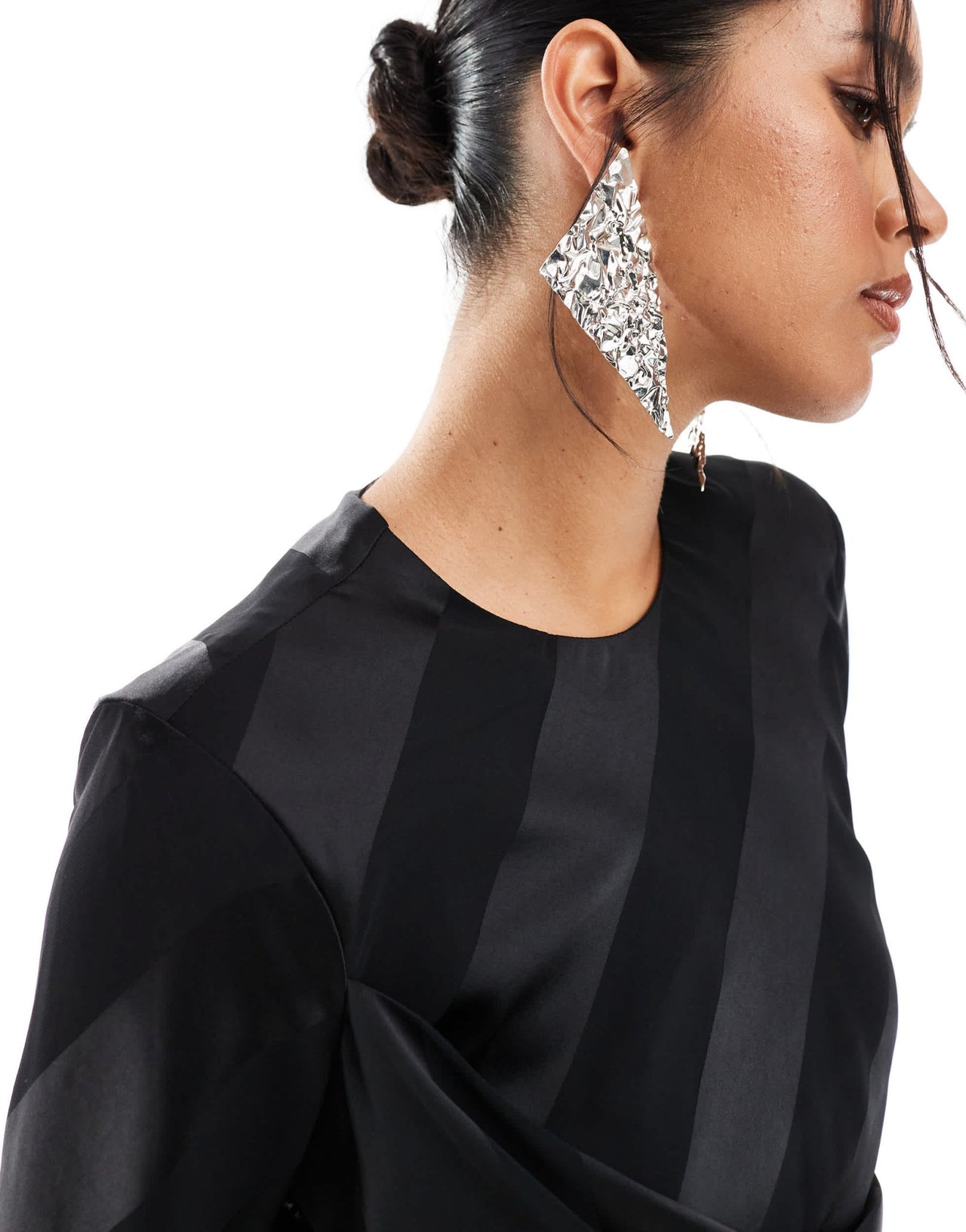 ASOS DESIGN long sleeve draped striped maxi dress in black - ASOS Sample Sale EU Store