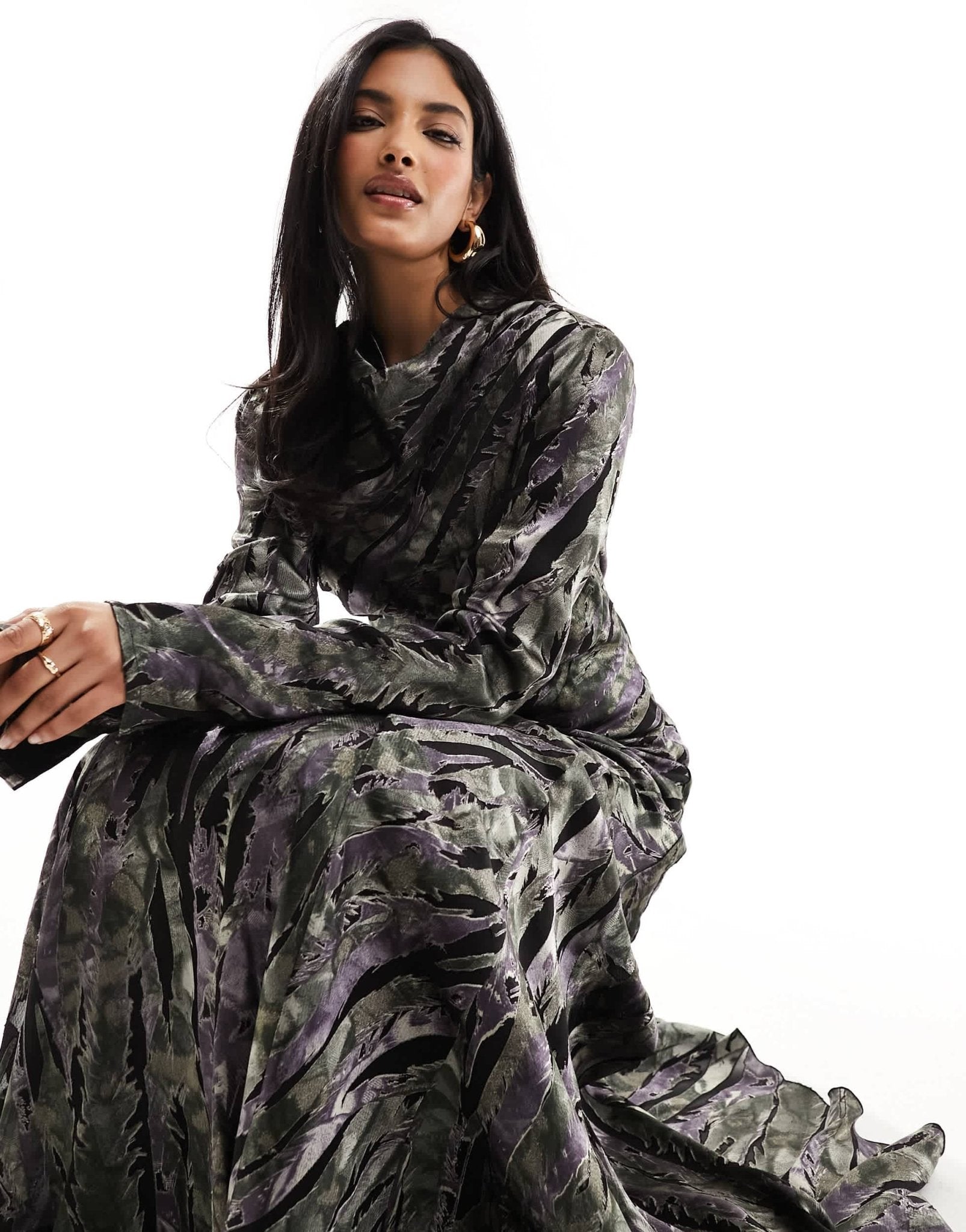 ASOS DESIGN long sleeve maxi dress in burnout animal print - ASOS Sample Sale EU Store