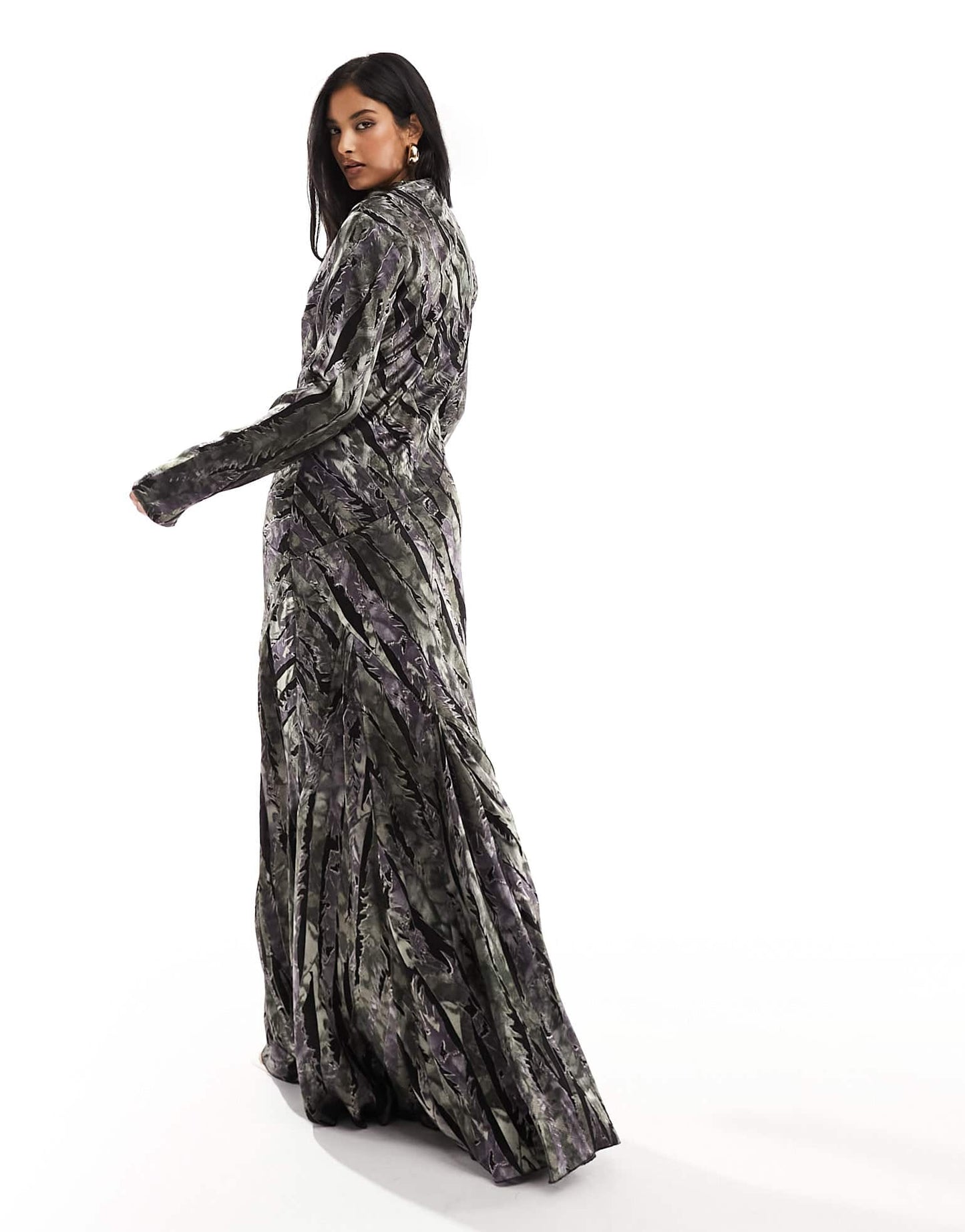 ASOS DESIGN long sleeve maxi dress in burnout animal print - ASOS Sample Sale EU Store