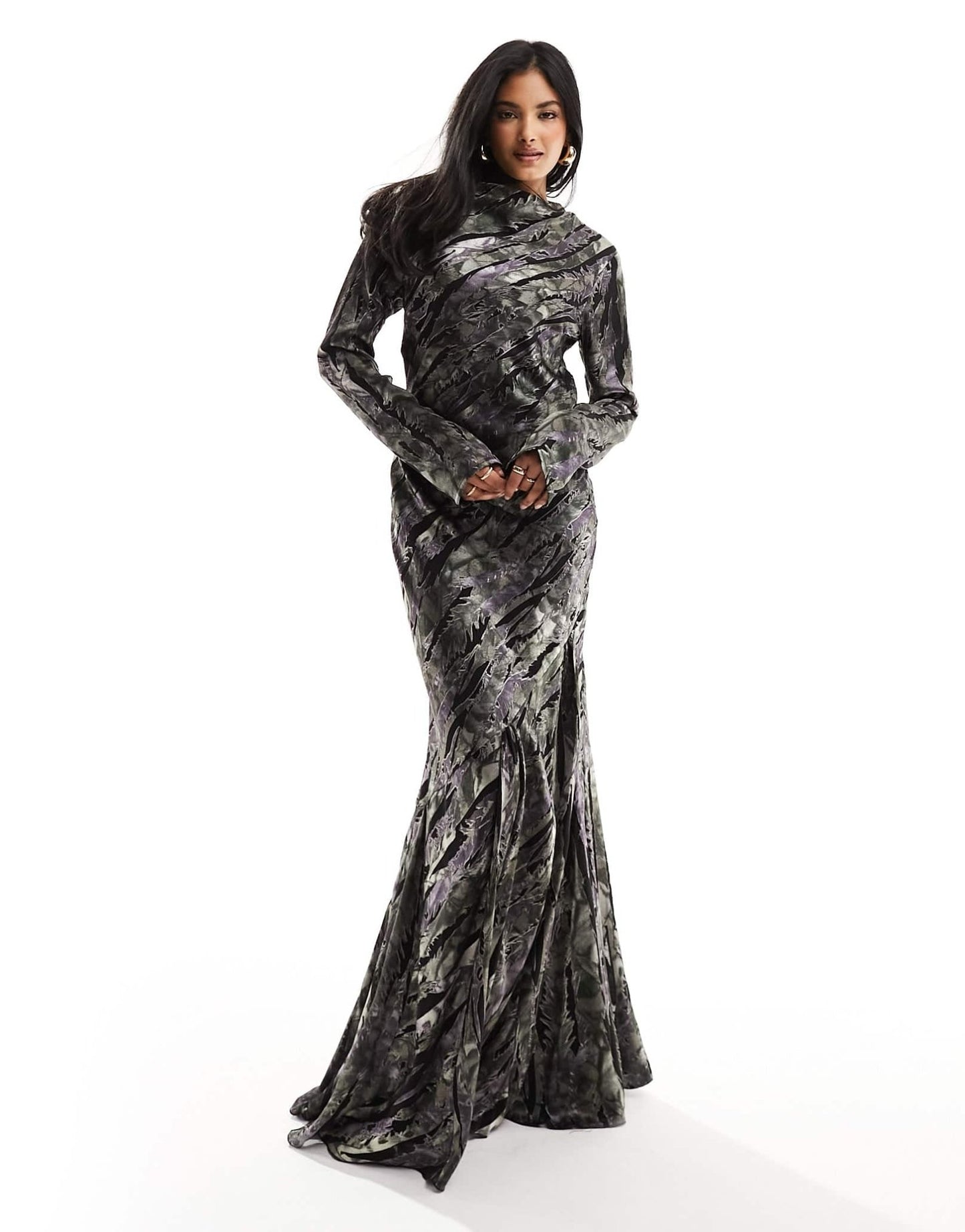 ASOS DESIGN long sleeve maxi dress in burnout animal print - ASOS Sample Sale EU Store