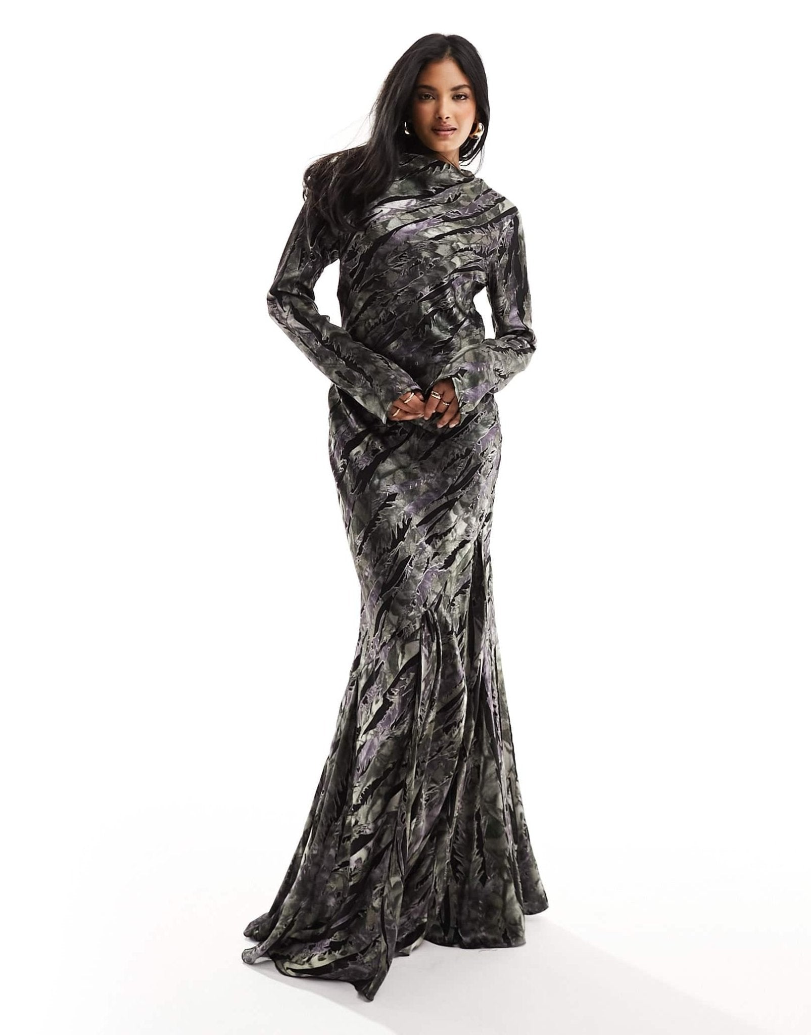 ASOS DESIGN long sleeve maxi dress in burnout animal print - ASOS Sample Sale EU Store