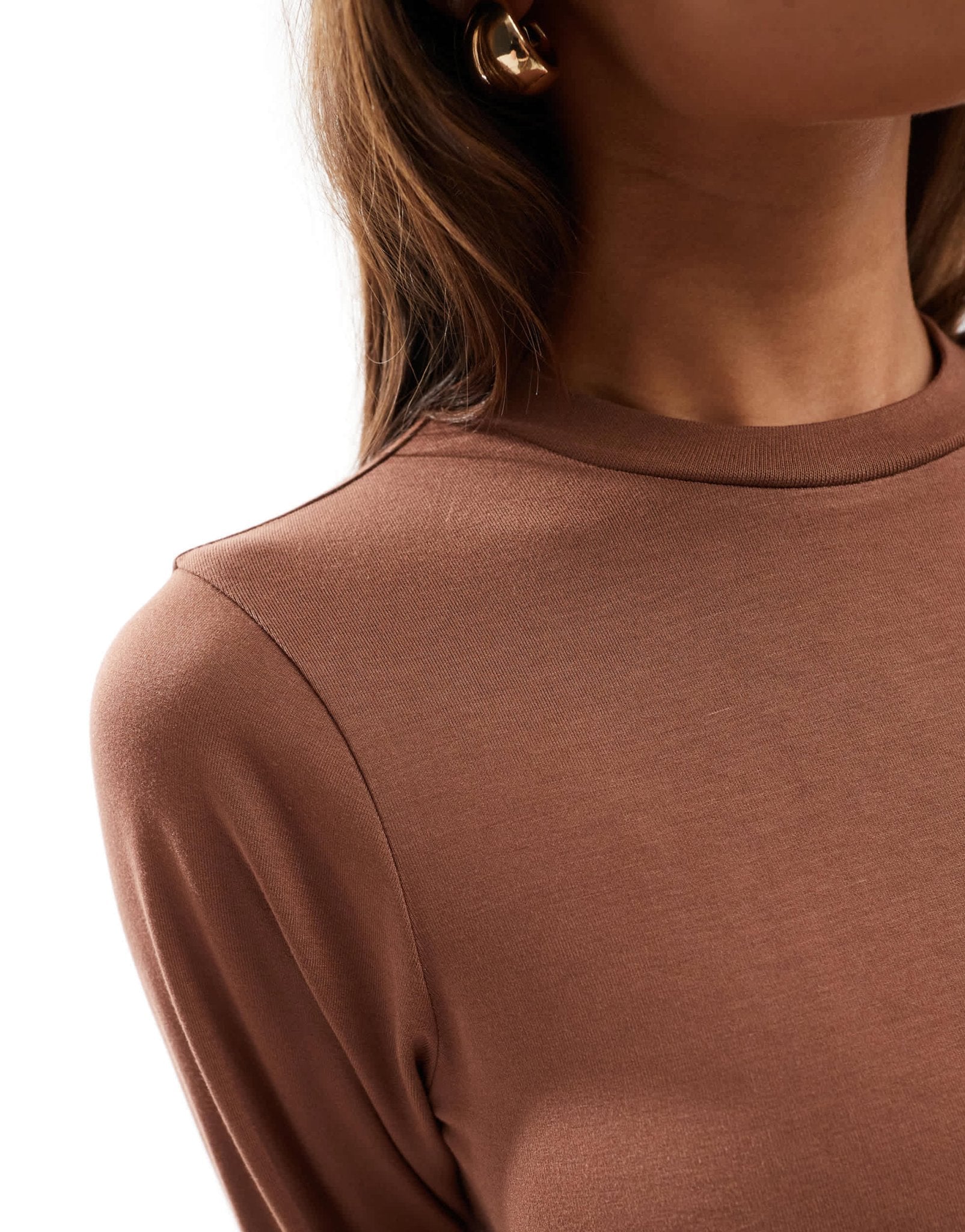 ASOS DESIGN long sleeve maxi t-shirt dress in light chocolate - ASOS Sample Sale EU Store