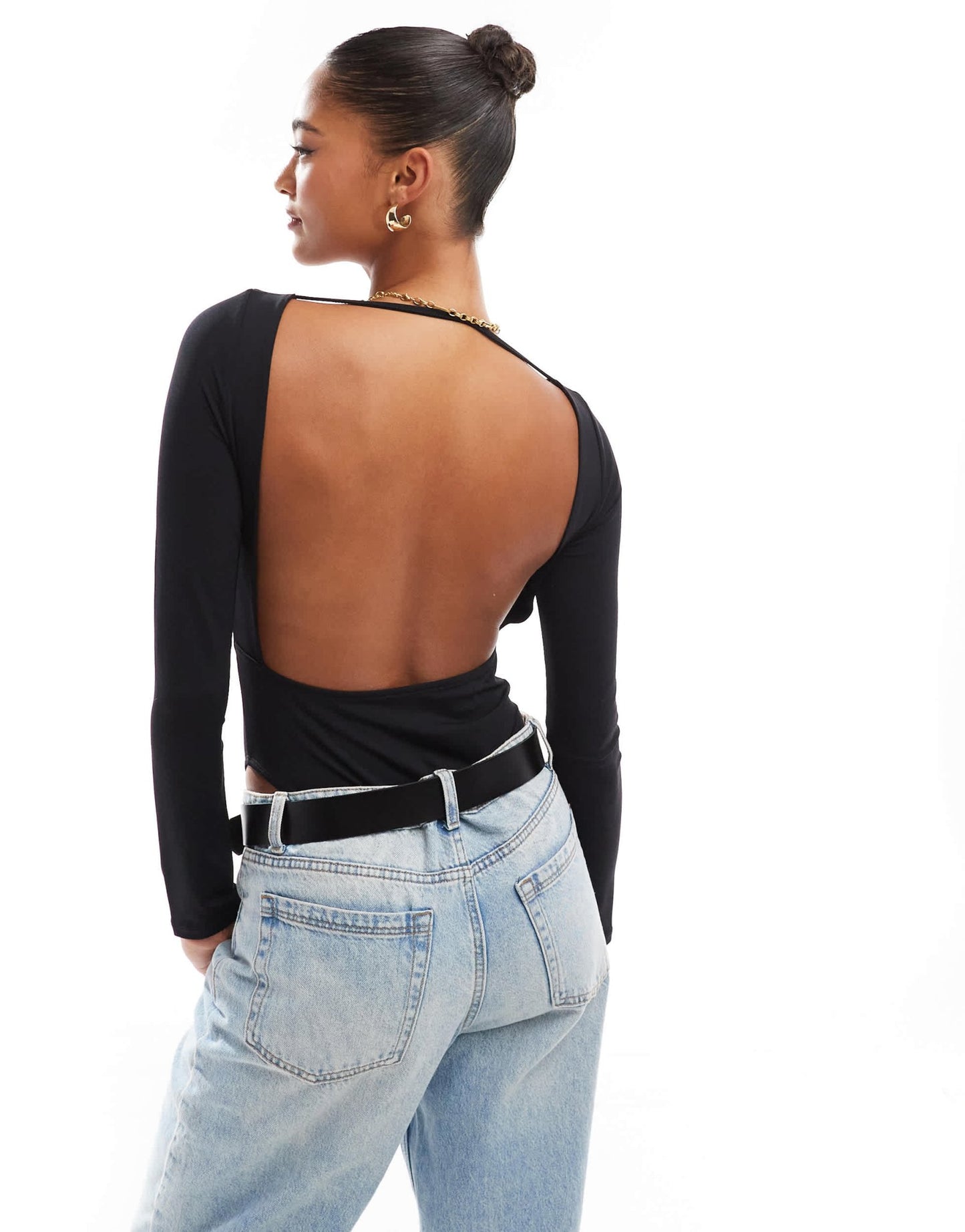 ASOS DESIGN long sleeve open back body in black - ASOS Sample Sale EU Store