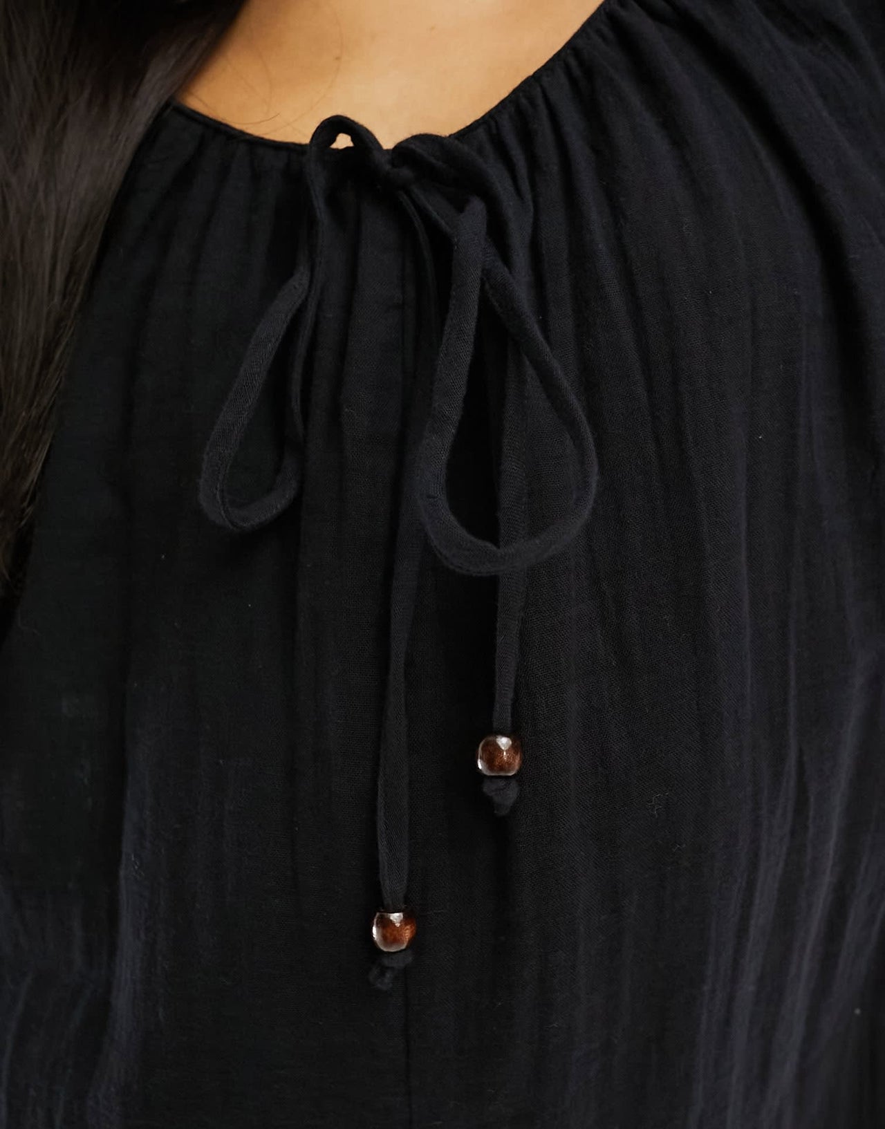 ASOS DESIGN long sleeve romper playsuit with bead detailing in black - ASOS Sample Sale EU Store