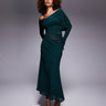 Robe maxi ASOS DESIGN manches longues bardot ample en maille et tulle, vert bouteille