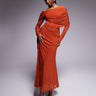 Robe maxi bardot décontractée à manches longues en mesh mix ASOS DESIGN en rouille