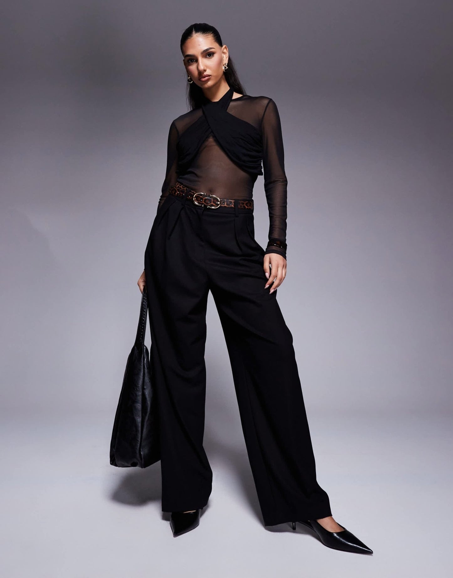 ASOS DESIGN long sleeve top with ruched halterneck detail in black - ASOS Sample Sale EU Store