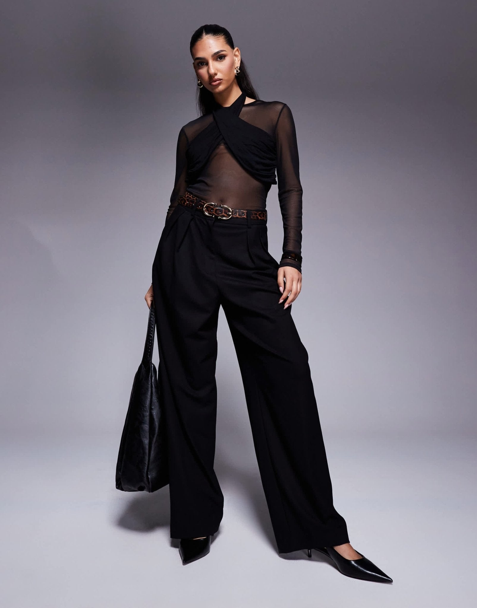 ASOS DESIGN long sleeve top with ruched halterneck detail in black - ASOS Sample Sale EU Store