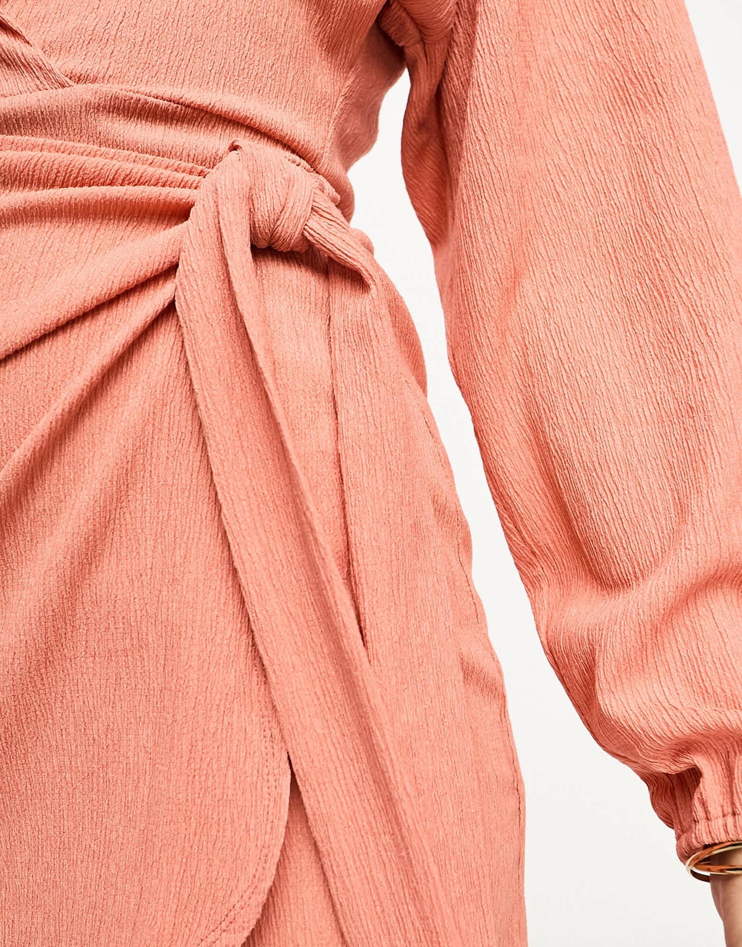 ASOS DESIGN long sleeve v neck wrap mini dress in rust - ASOS Sample Sale EU Store