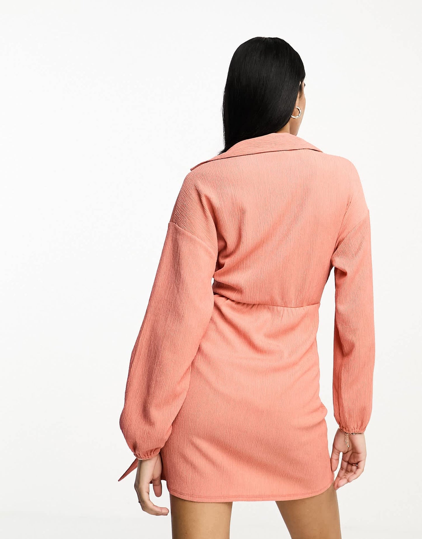 ASOS DESIGN long sleeve v neck wrap mini dress in rust - ASOS Sample Sale EU Store