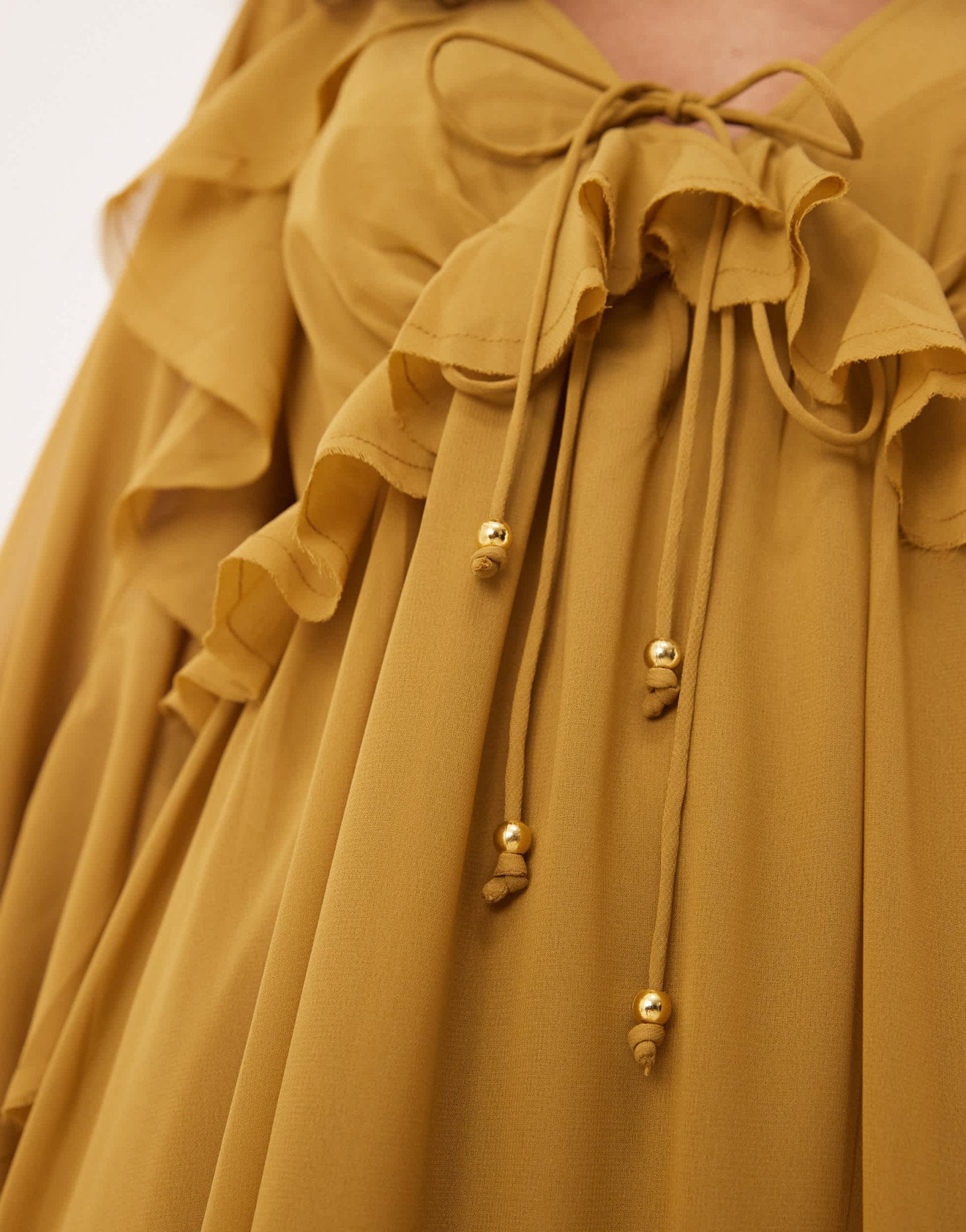 ASOS DESIGN long sleeved v neck midaxi dress with tie details in olive - ASOS Sample Sale EU Store