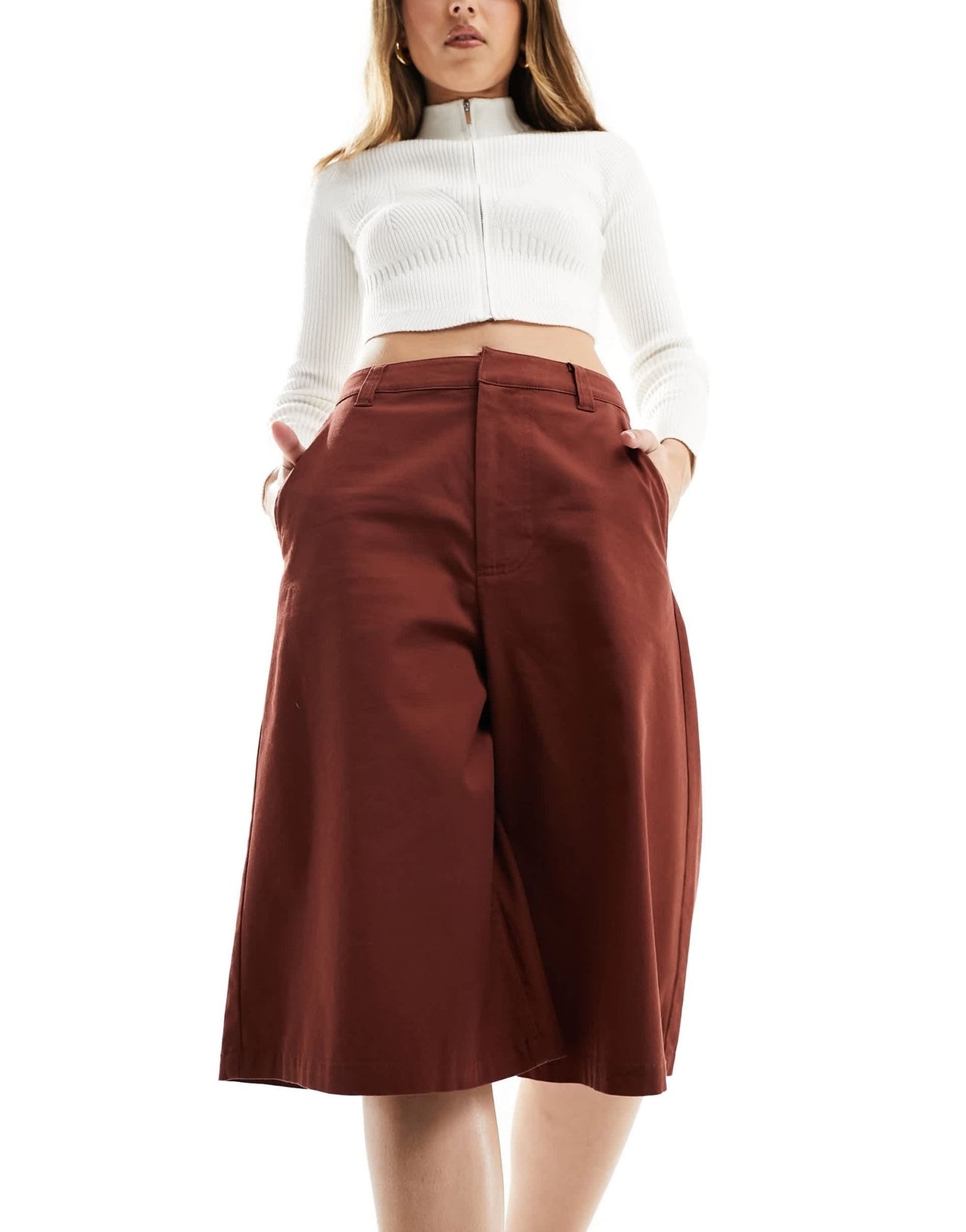 ASOS DESIGN longline short in brown - ASOS Sample Sale EU Store