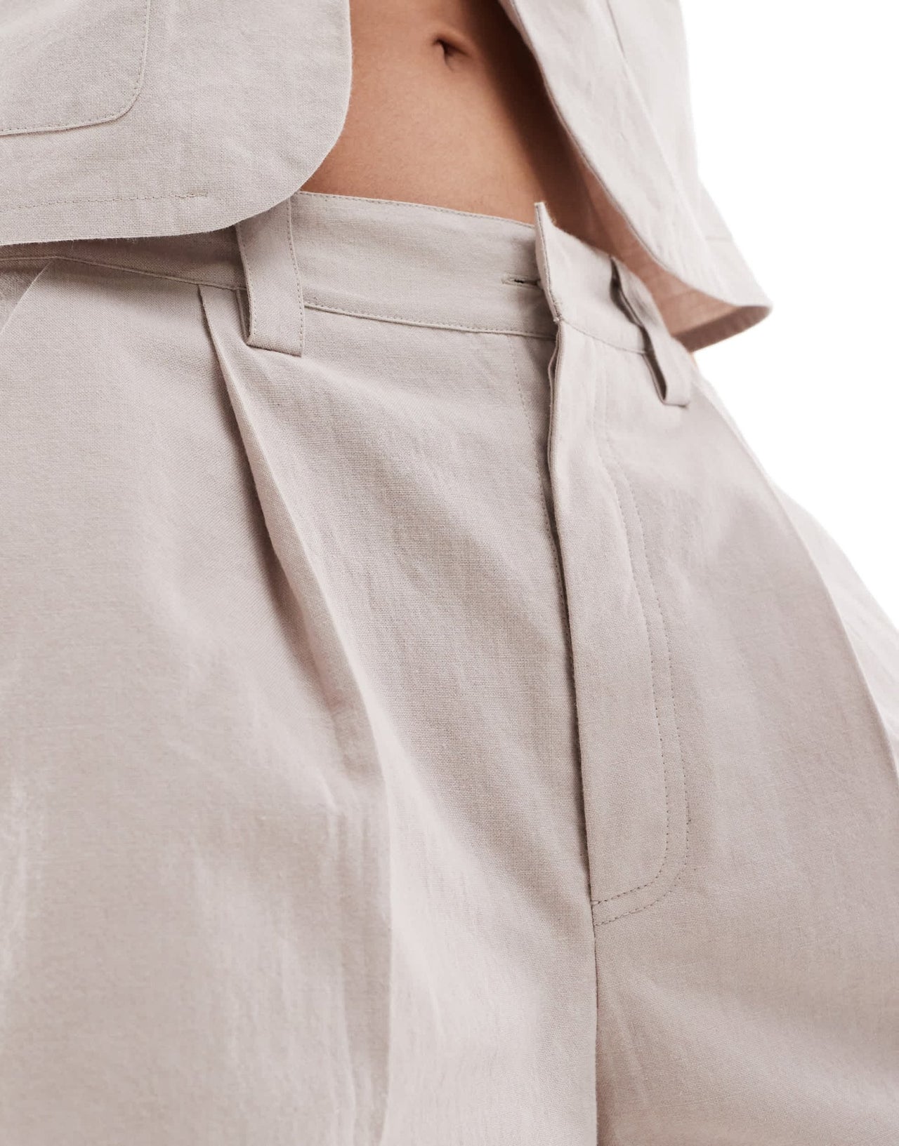 ASOS DESIGN longline short in crinkle fabric co - ord in stone - ASOS Sample Sale EU Store