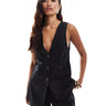 ASOS DESIGN longline waistcoat co-ord in washed black