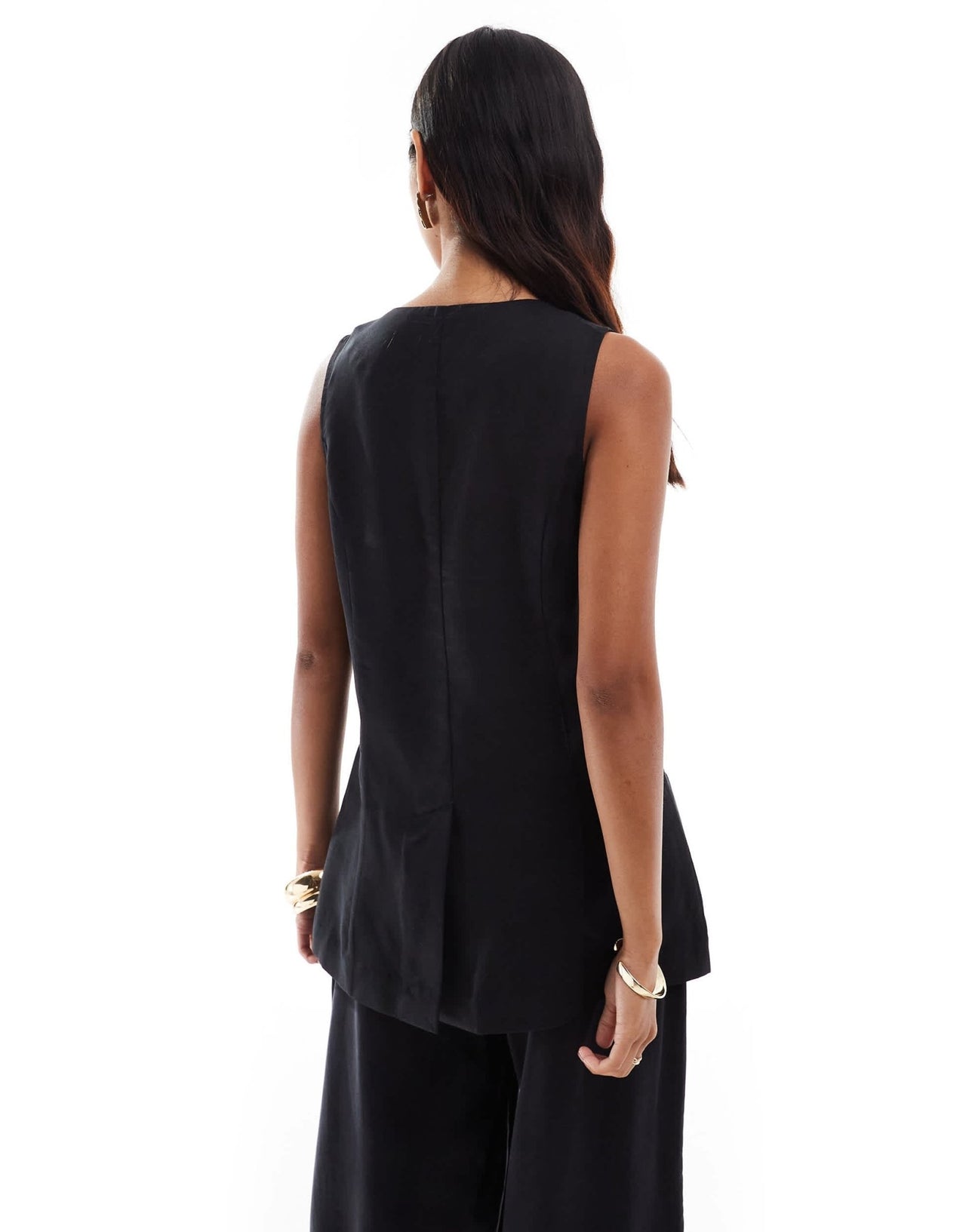ASOS DESIGN longline waistcoat co - ord in washed black - ASOS Sample Sale EU Store