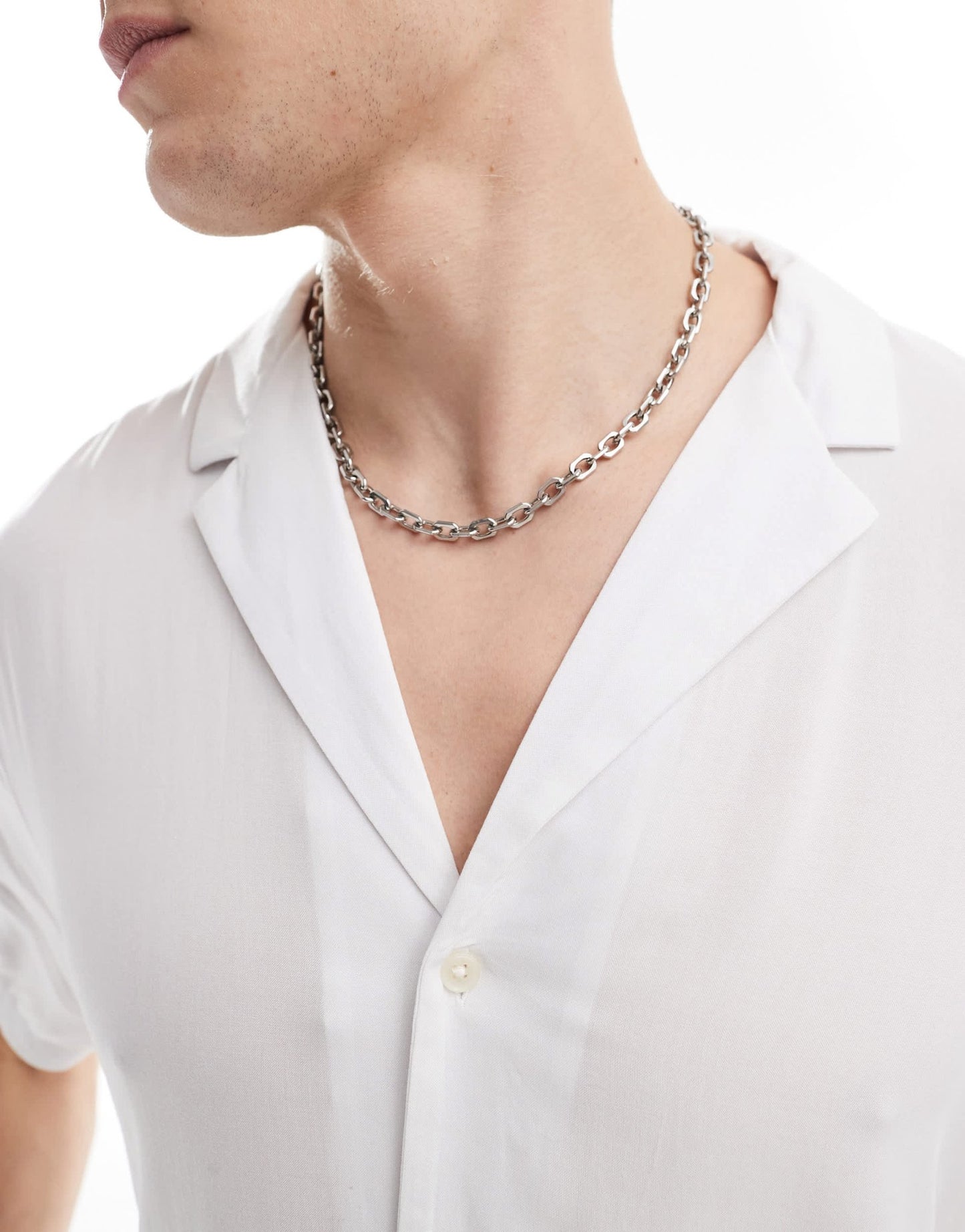 ASOS DESIGN loose fit viscose shirt with low revere collar in white - ASOS Sample Sale EU Store
