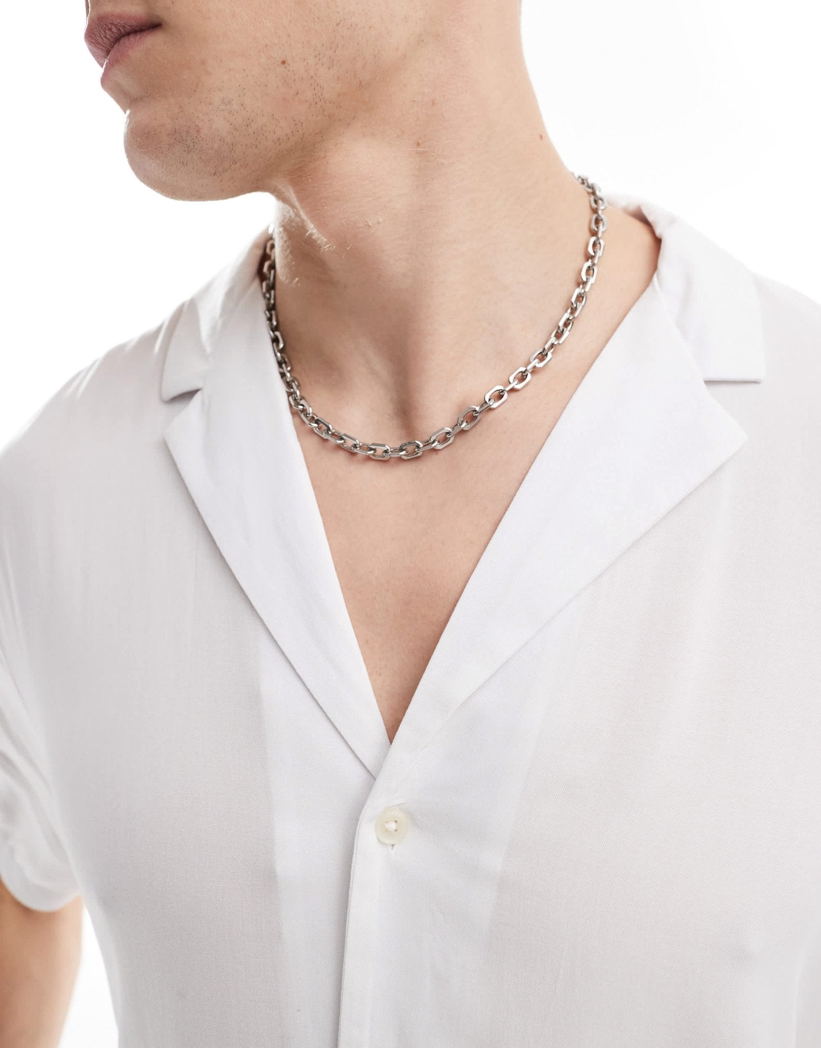 ASOS DESIGN loose fit viscose shirt with low revere collar in white - ASOS Sample Sale EU Store