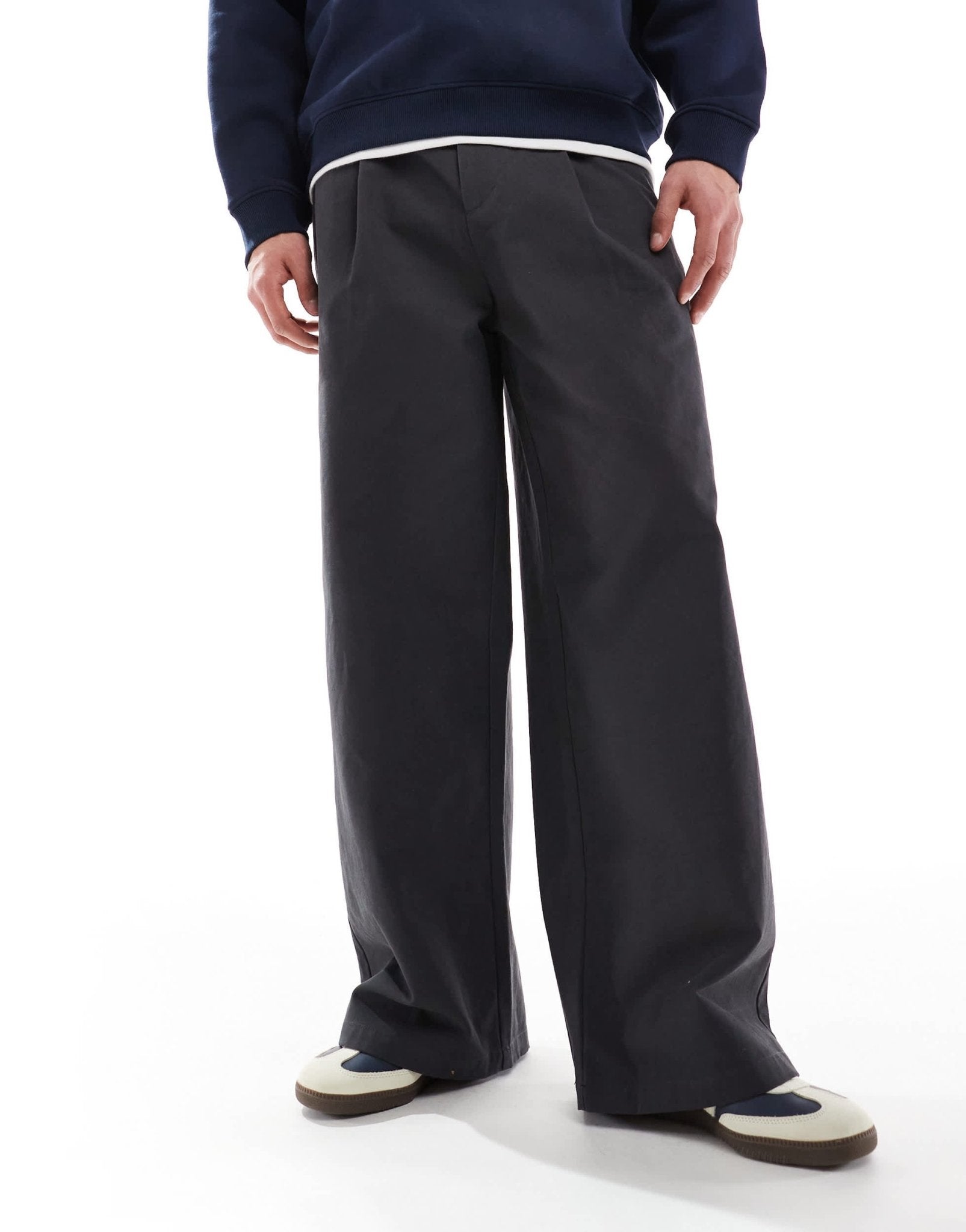 ASOS DESIGN loose pleated trousers with belt in charcoal - ASOS Sample Sale EU Store
