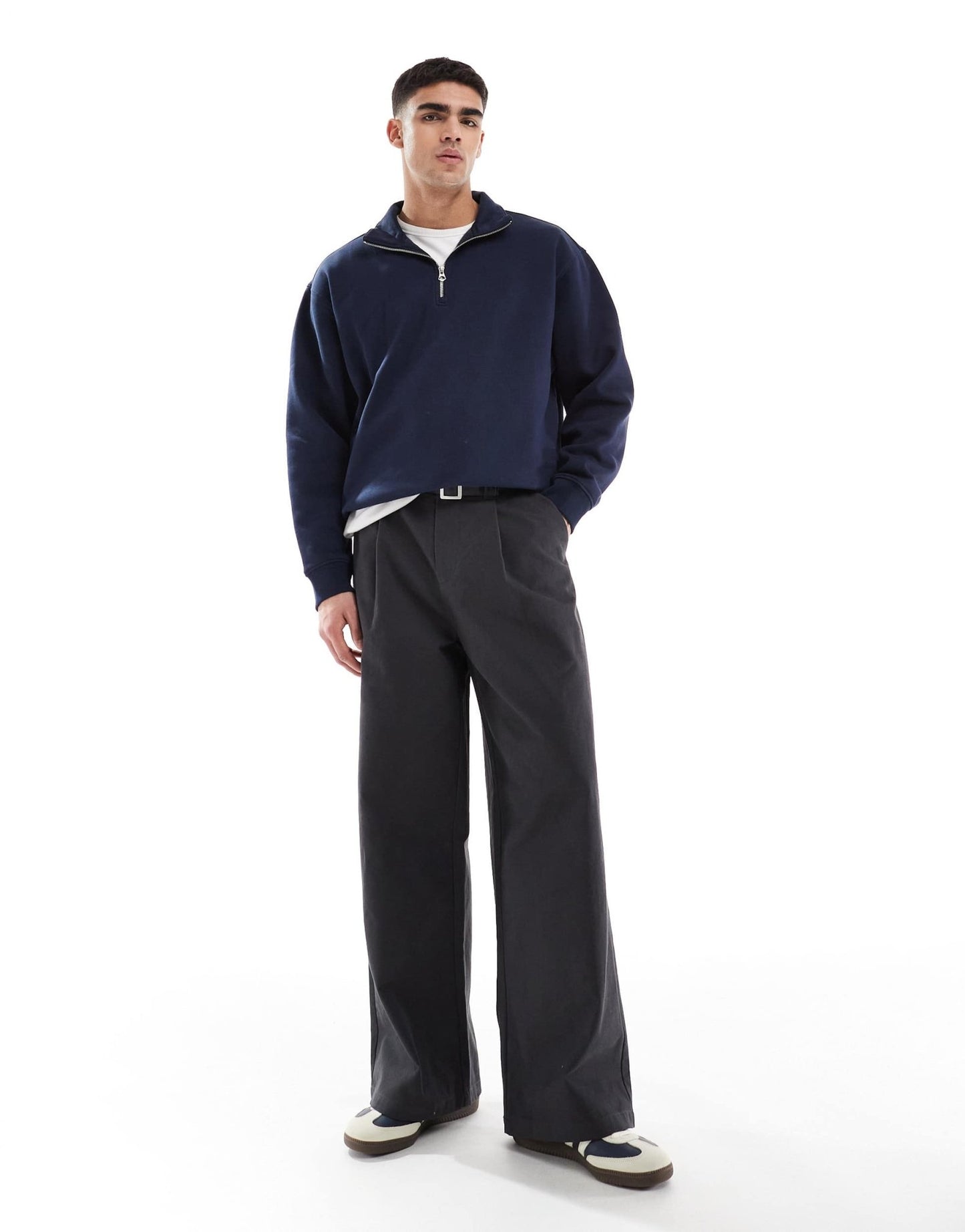 ASOS DESIGN loose pleated trousers with belt in charcoal - ASOS Sample Sale EU Store