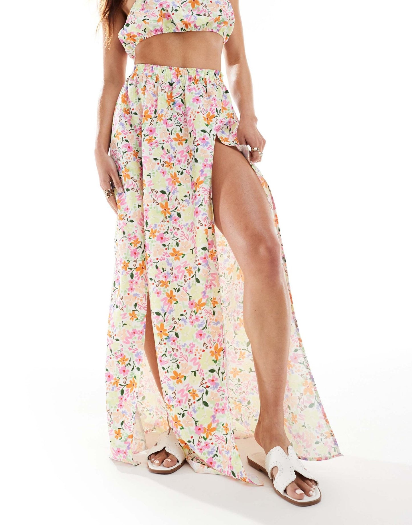 ASOS DESIGN maxi beach skirt co - ord in scribble floral print - ASOS Sample Sale EU Store