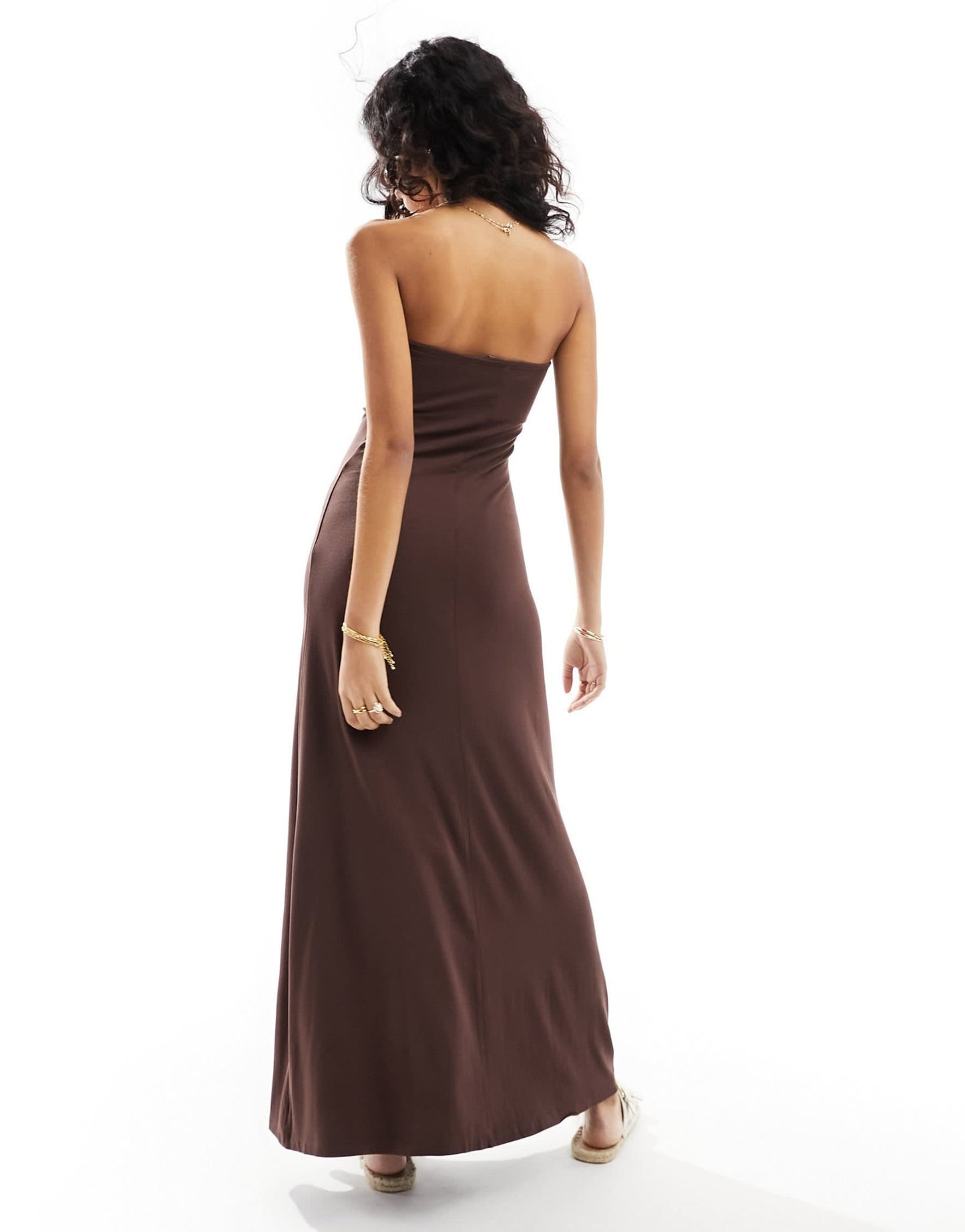 ASOS DESIGN maxi dress bandeau with full hem in brown - BROWN - ASOS Sample Sale EU Store