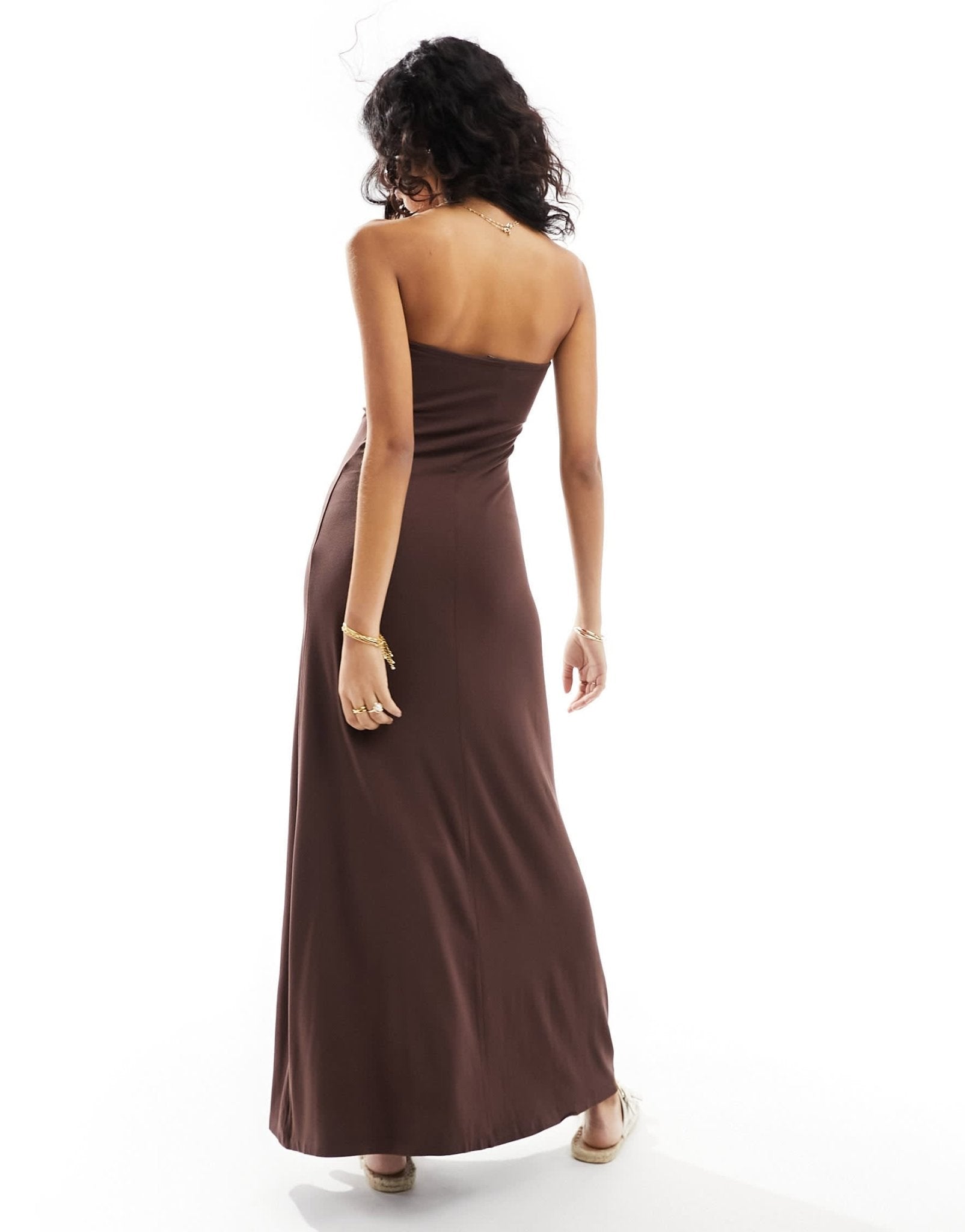ASOS DESIGN maxi dress bandeau with full hem in brown - BROWN - ASOS Sample Sale EU Store