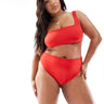 Slip bikini a vita alta Maya Curve ASOS DESIGN in rosso