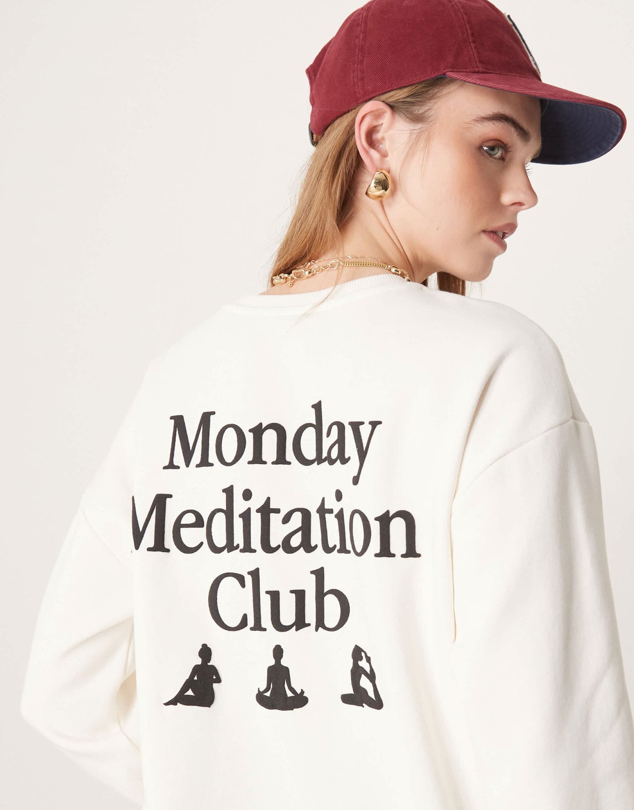ASOS DESIGN meditation club puff print sweater in ivory - ASOS Sample Sale EU Store