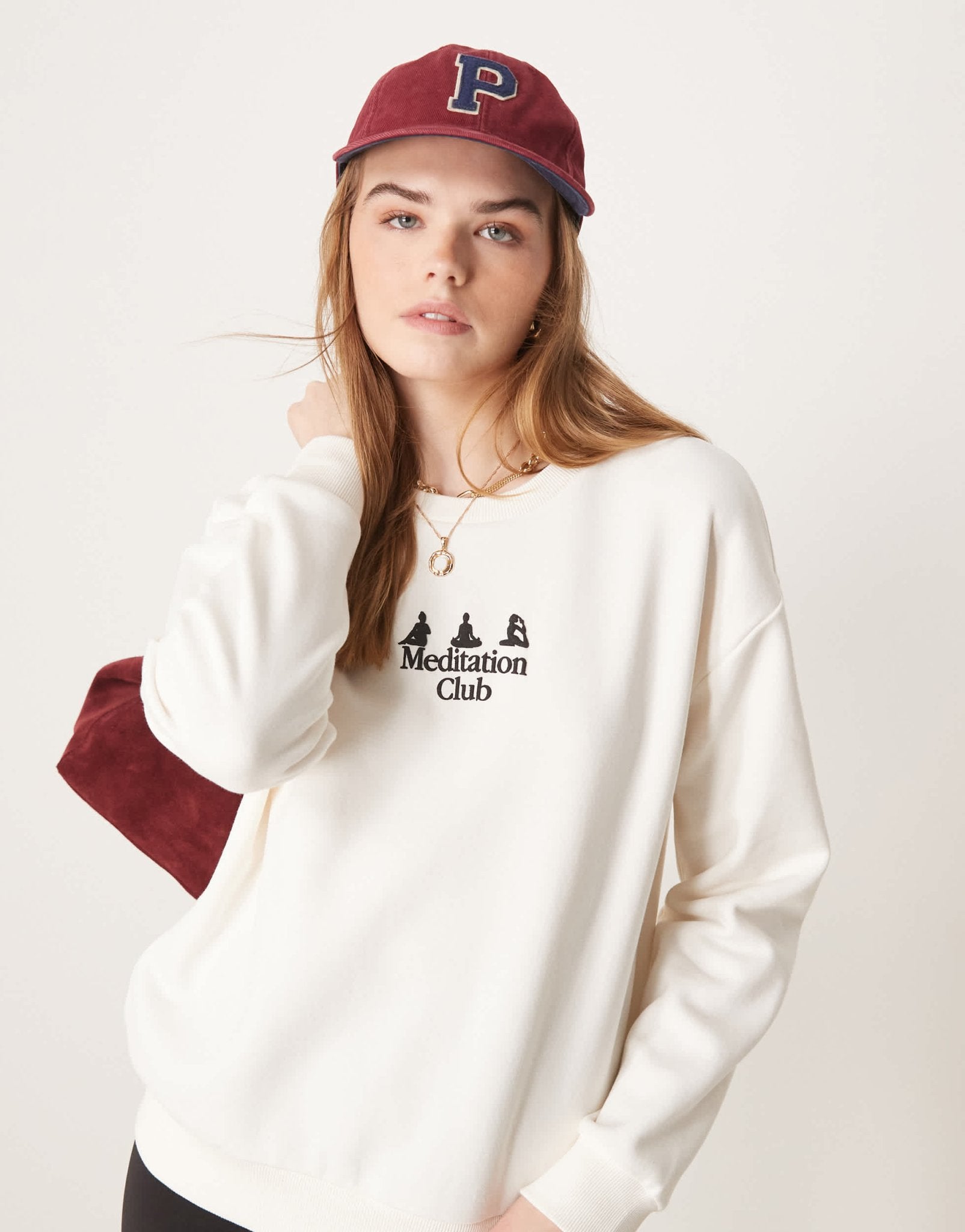 ASOS DESIGN meditation club puff print sweater in ivory - ASOS Sample Sale EU Store