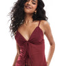 Top caraco en mesh avec détail en dentelle ASOS DESIGN en bordeaux