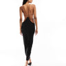 Vestido maxi halter de malla con detalle extremo de corte en la espalda ASOS DESIGN en negro