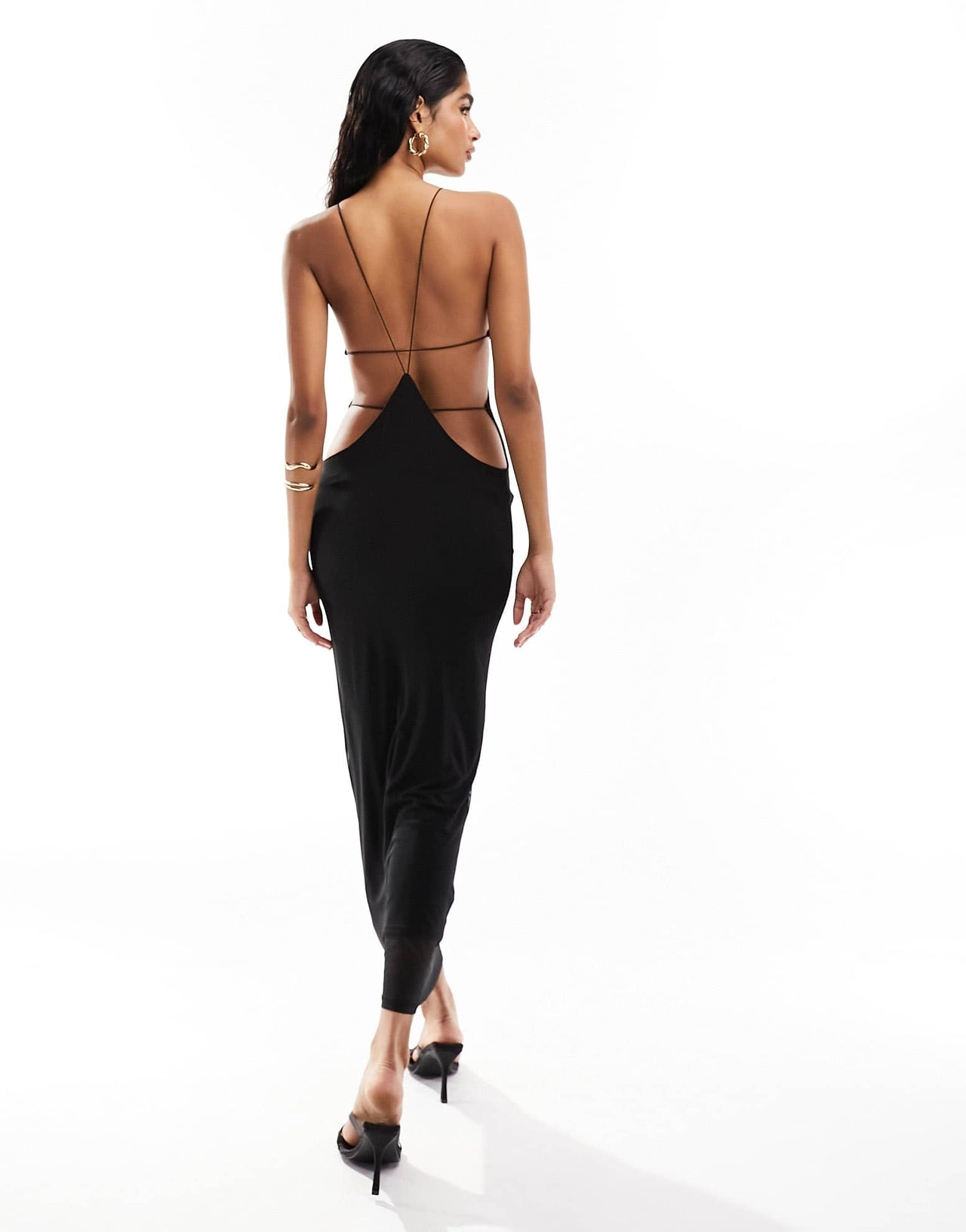 ASOS DESIGN mesh halter maxi dress with extreme cut out back detail in black - ASOS Sample Sale EU Store