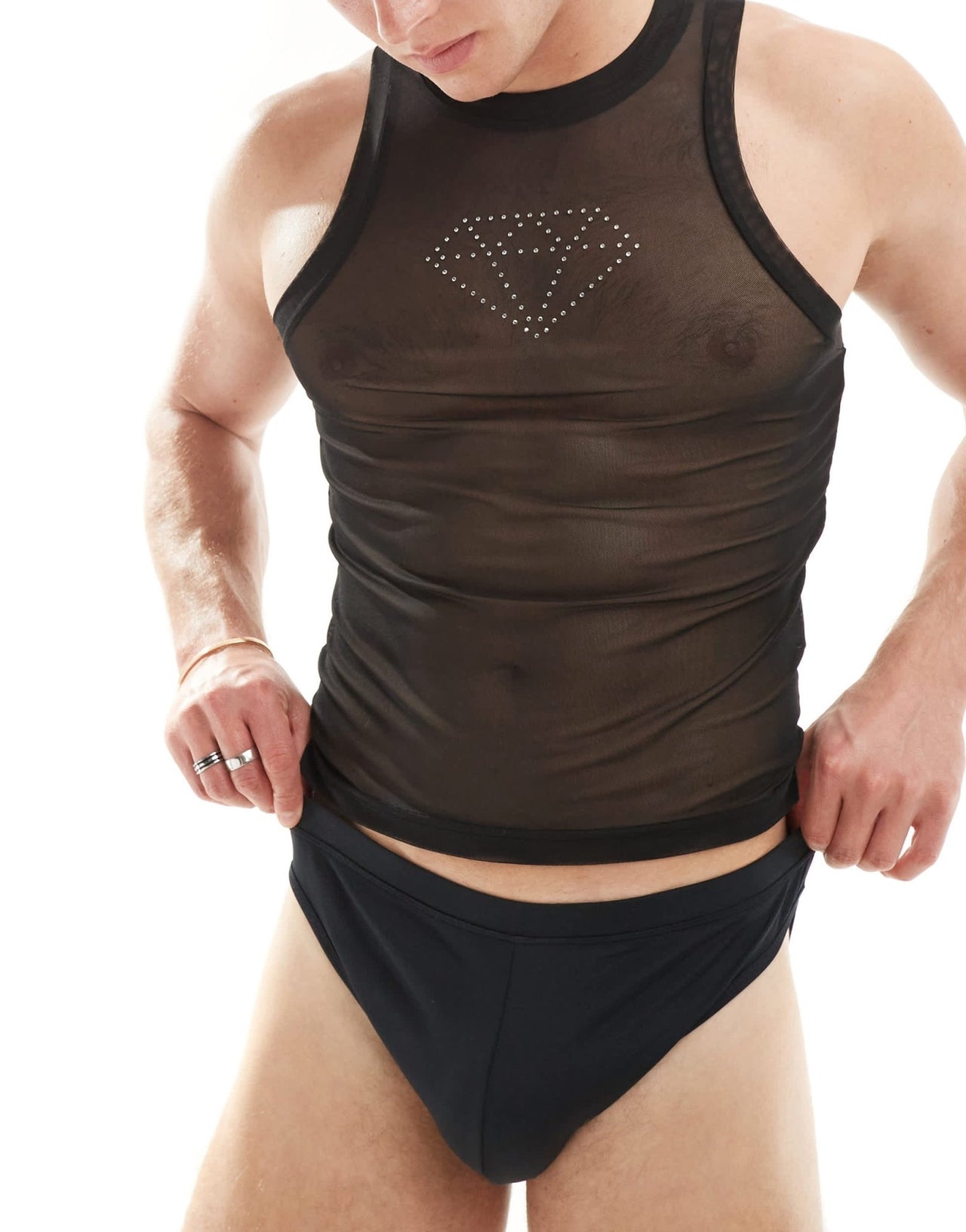 ASOS DESIGN mesh vest with diamante stars - ASOS Sample Sale EU Store