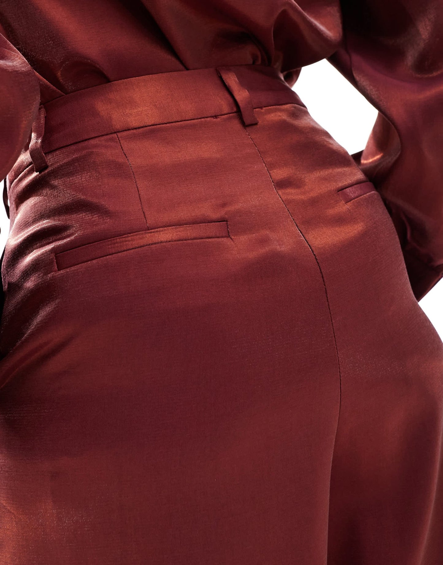 ASOS DESIGN metallic straight leg tailored trouser co - ord in burgundy - ASOS Sample Sale EU Store