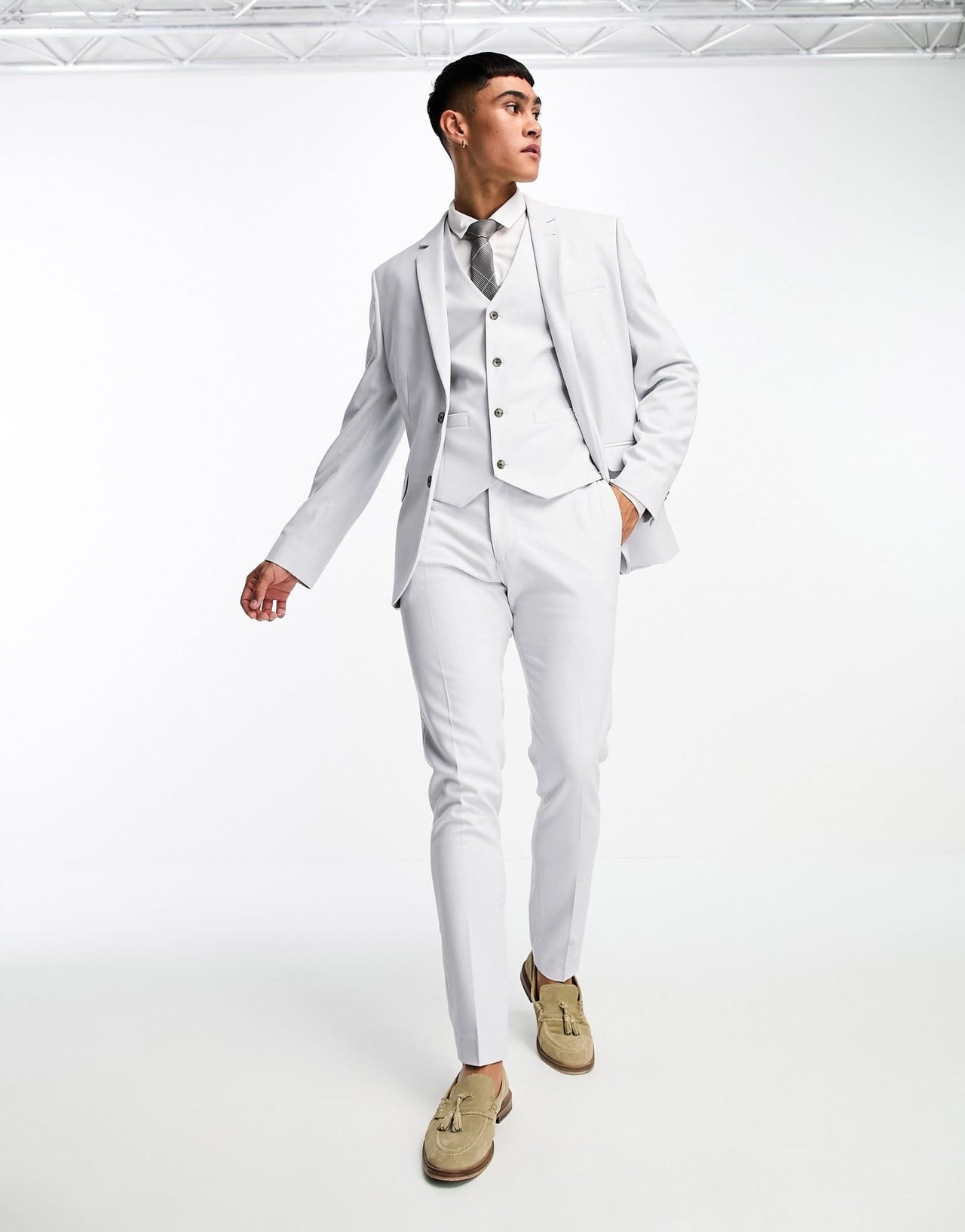 ASOS DESIGN Micro texture skinny suit waistcoat in ice grey - ASOS Sample Sale EU Store