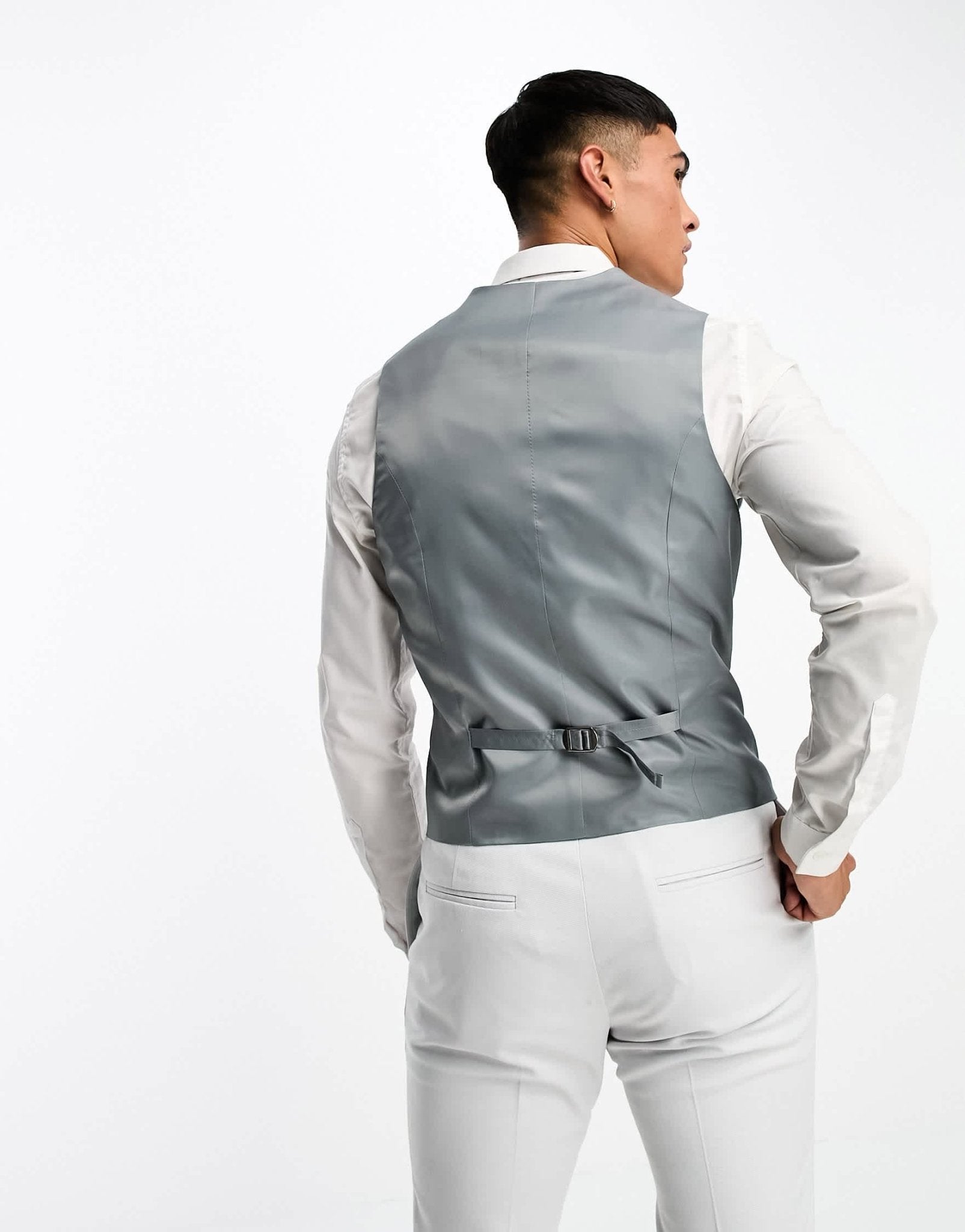 ASOS DESIGN Micro texture skinny suit waistcoat in ice grey - ASOS Sample Sale EU Store
