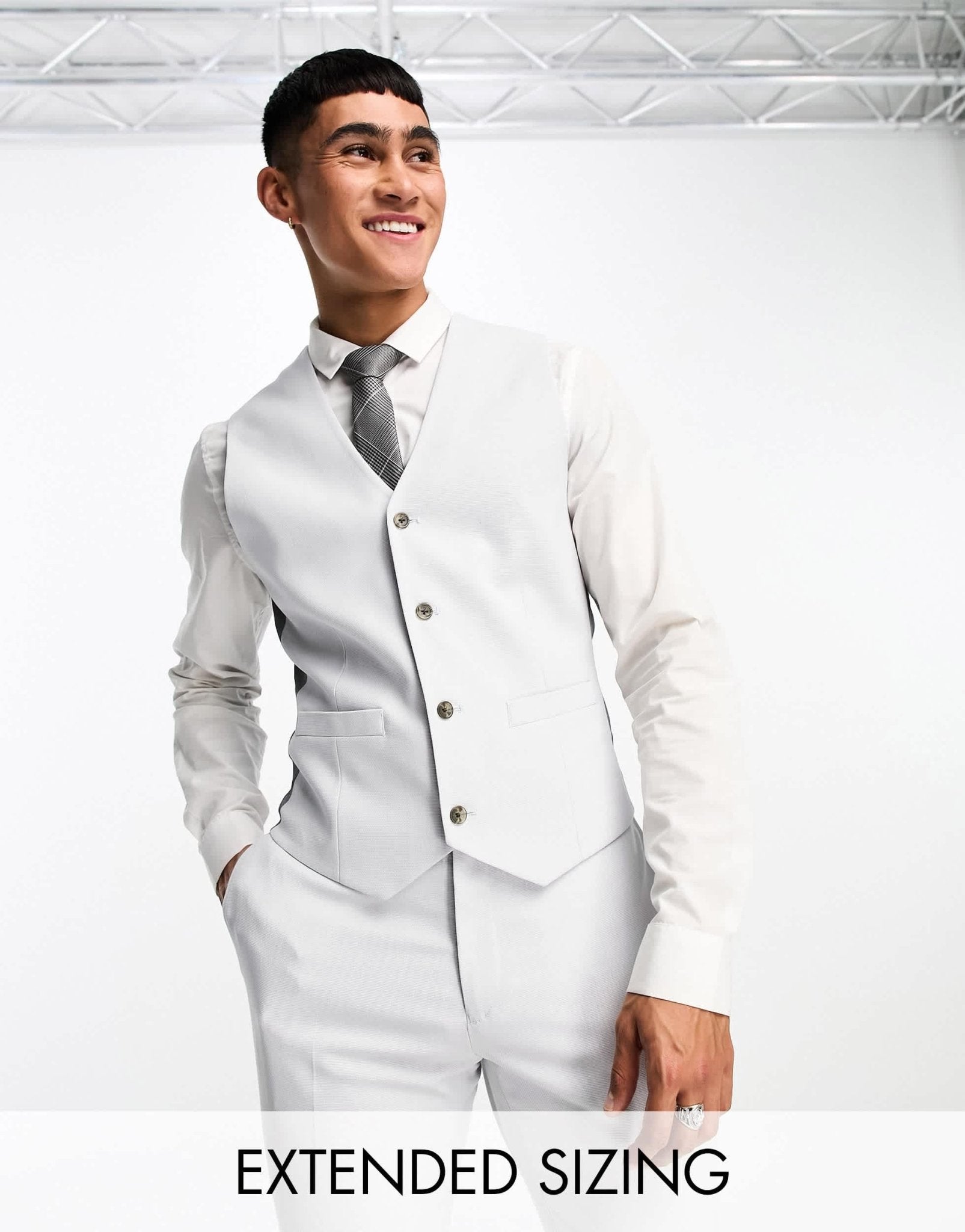 ASOS DESIGN Micro texture skinny suit waistcoat in ice grey - ASOS Sample Sale EU Store
