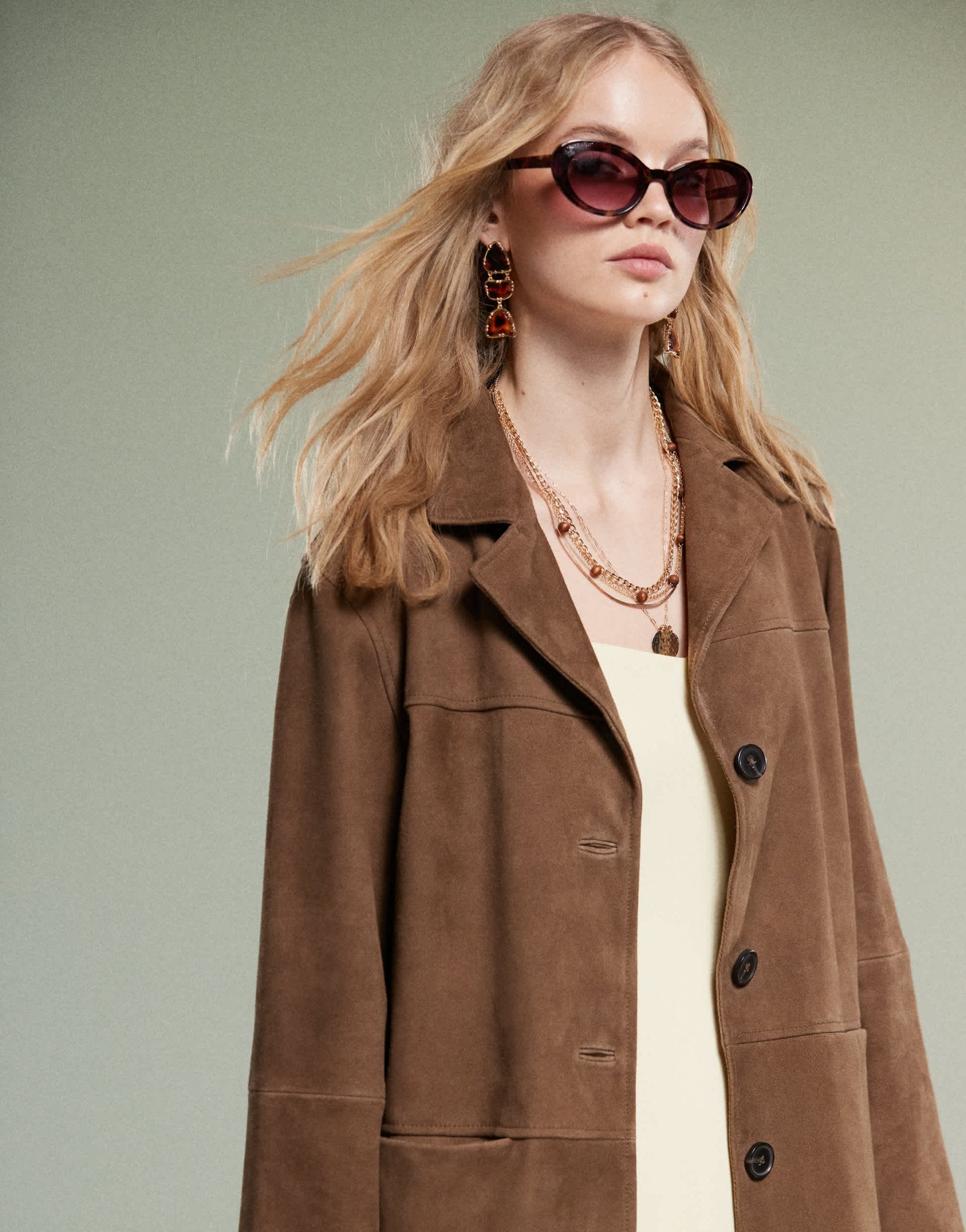 ASOS DESIGN mid length real suede jacket in mocha - ASOS Sample Sale EU Store