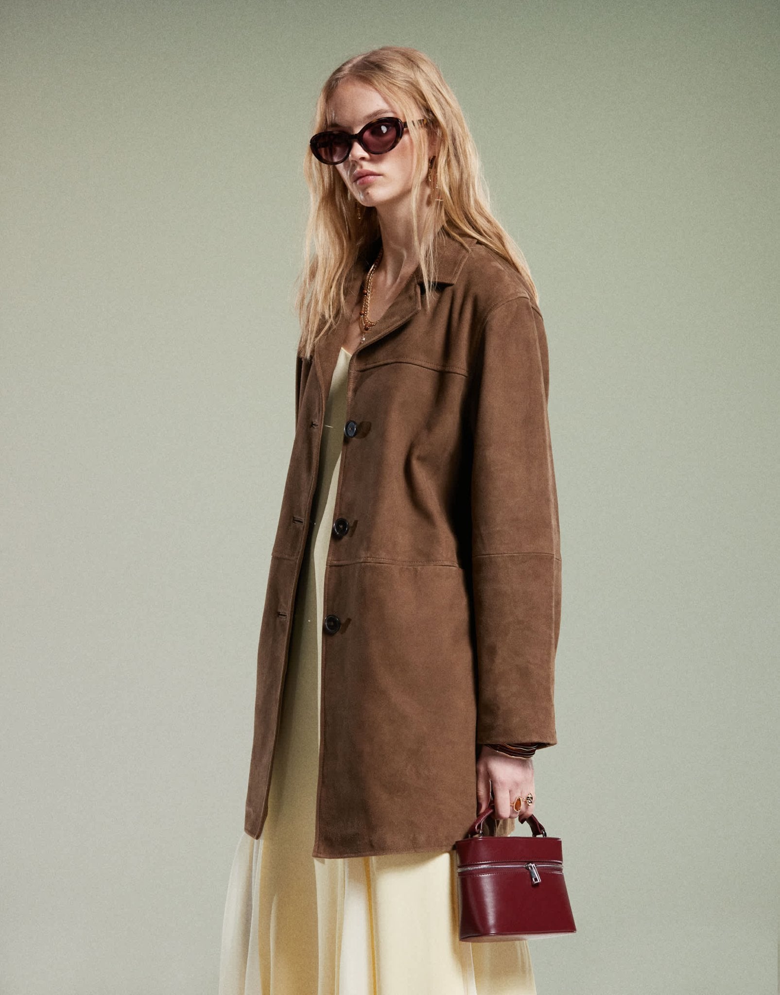 ASOS DESIGN mid length real suede jacket in mocha - ASOS Sample Sale EU Store