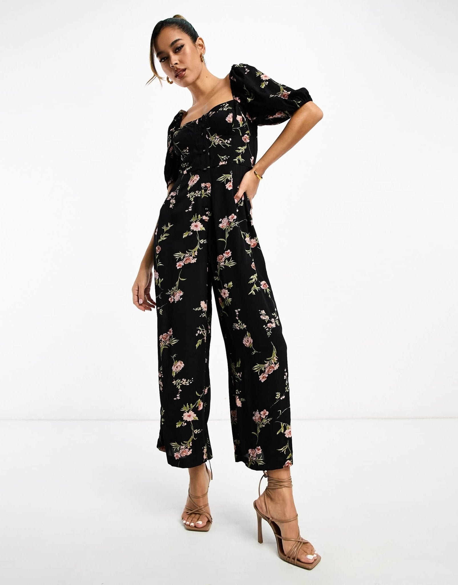 ASOS DESIGN milkmaid jumpsuit in floral print - ASOS Sample Sale EU Store