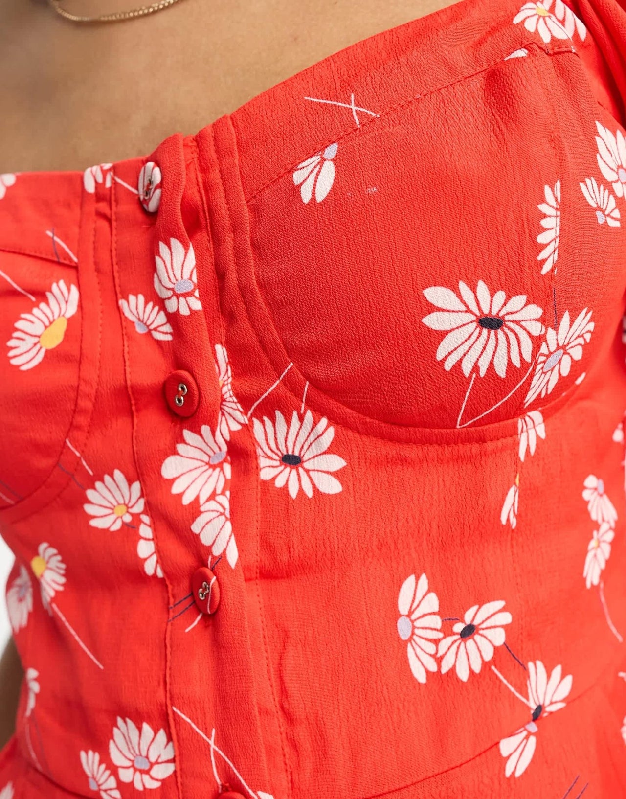 ASOS DESIGN milkmaid playsuit in red daisy print - ASOS Sample Sale EU Store