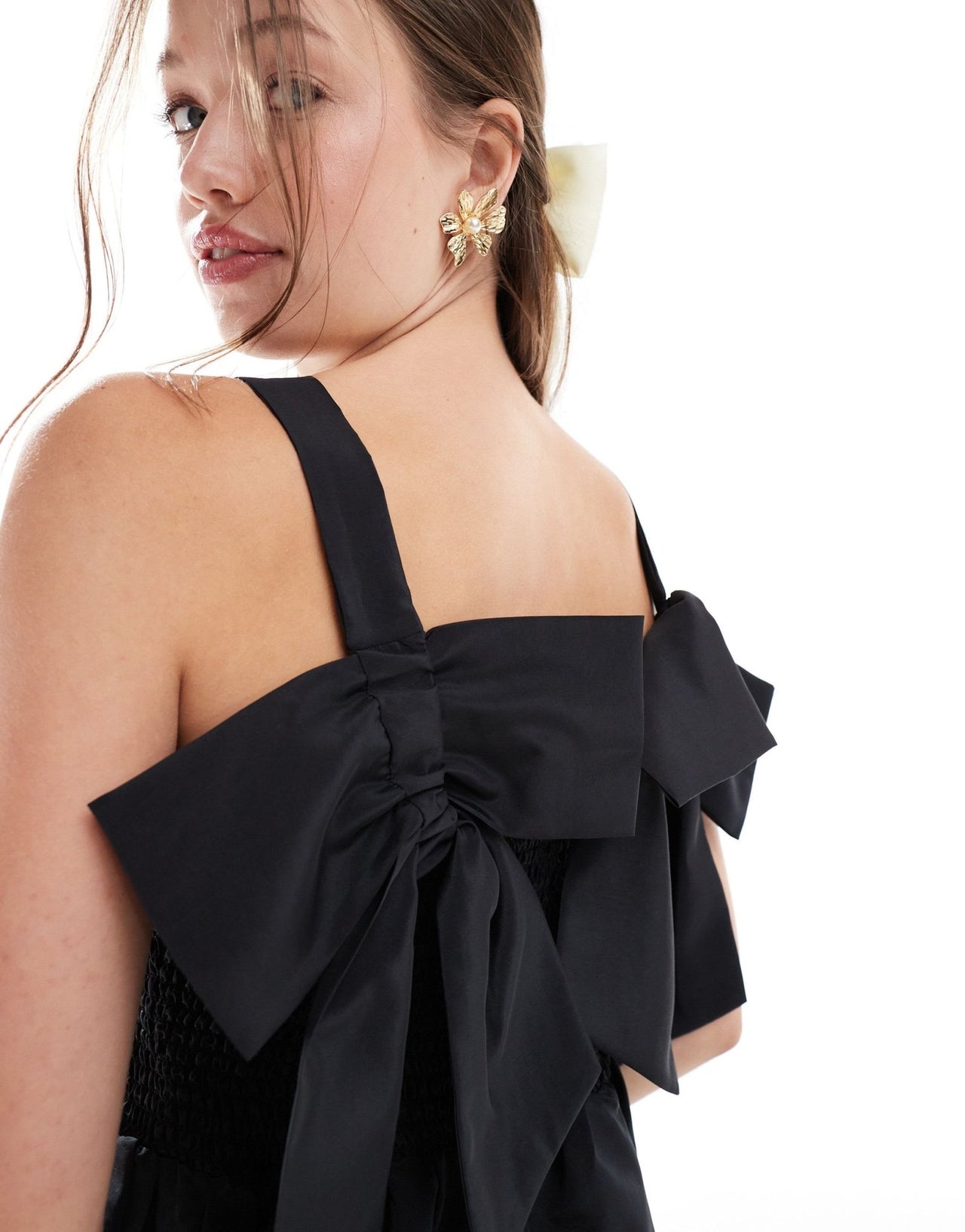 ASOS DESIGN mini bow back bubble hem dress in black - ASOS Sample Sale EU Store