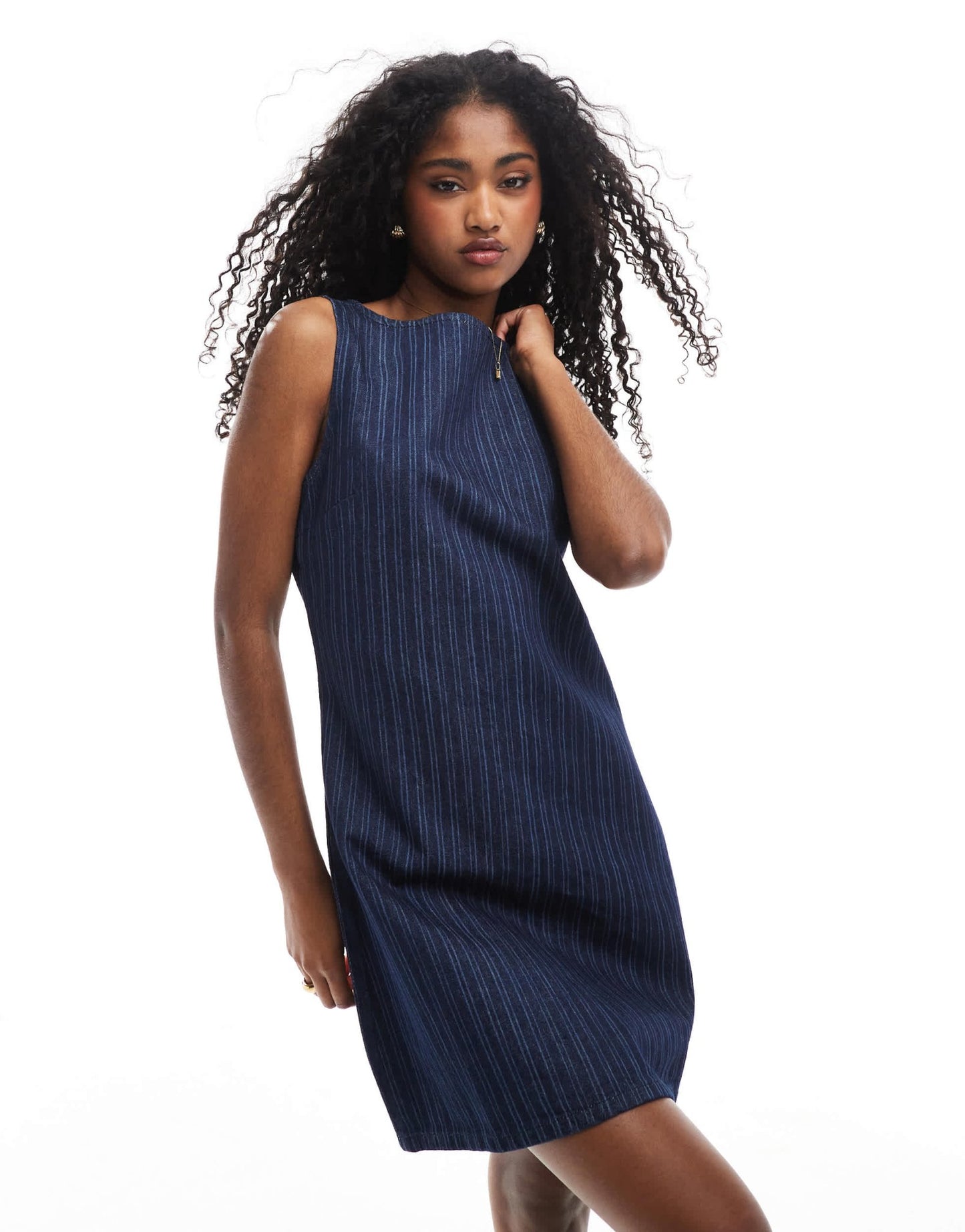 ASOS DESIGN mini shift dress in striped denim - ASOS Sample Sale EU Store