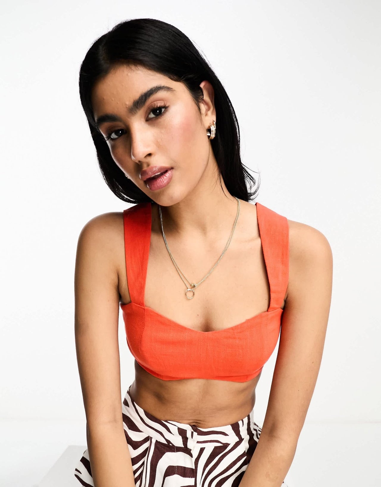 ASOS DESIGN minimal linen bralet in orange - ASOS Sample Sale EU Store