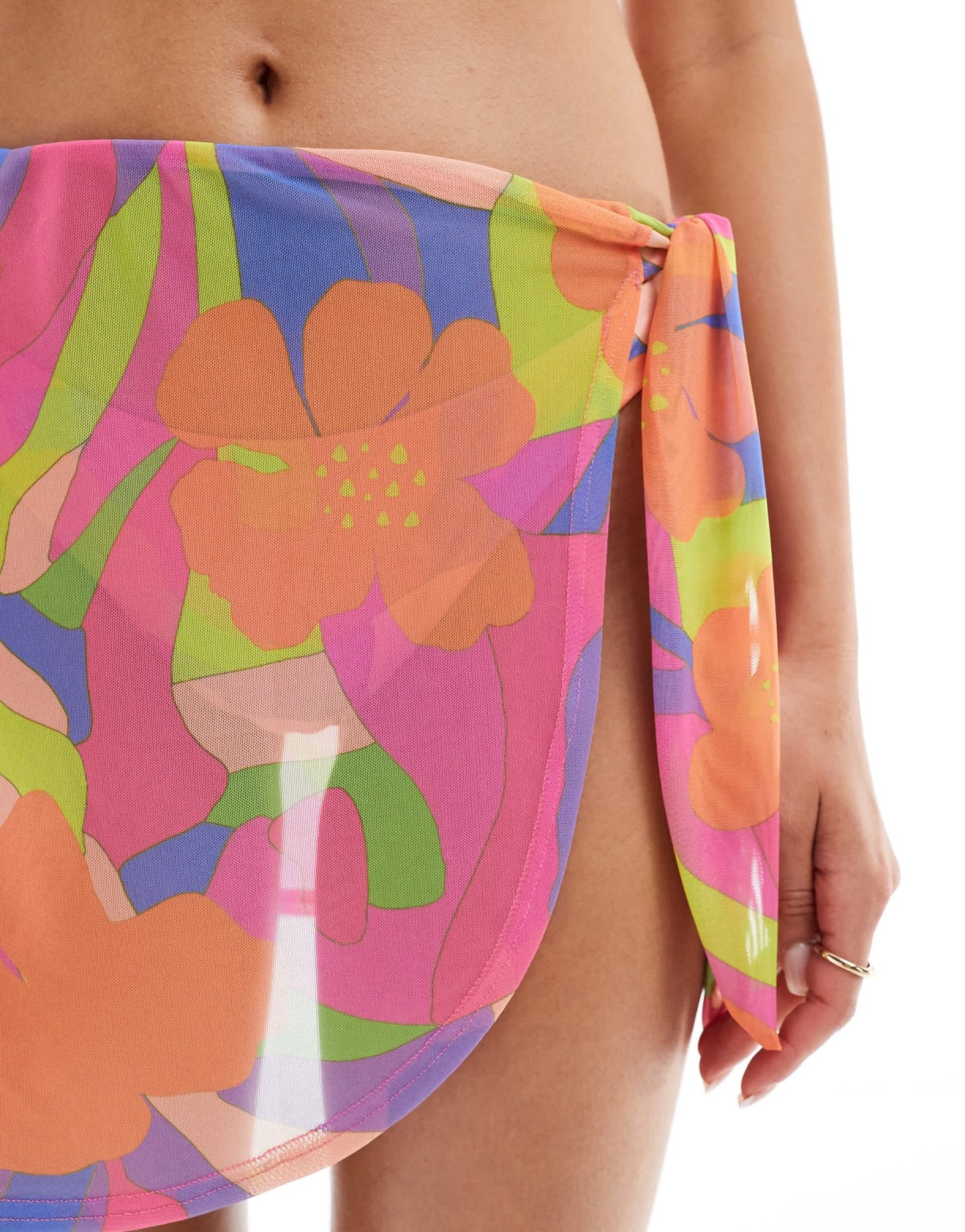 ASOS DESIGN mix and match mesh mini beach sarong in abstract floral - ASOS Sample Sale EU Store