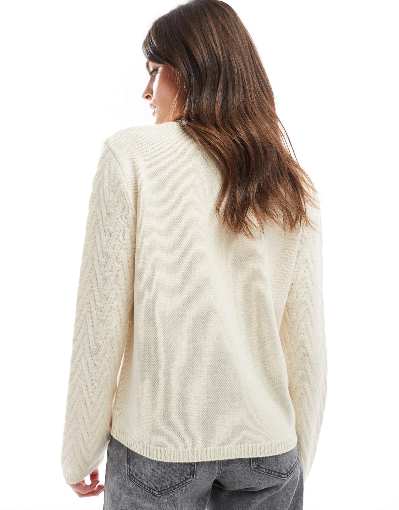 ASOS DESIGN mixed stitch knitted cardigan in cream - ASOS Sample Sale EU Store