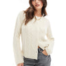 ASOS DESIGN mixed stitch knitted cardigan in cream