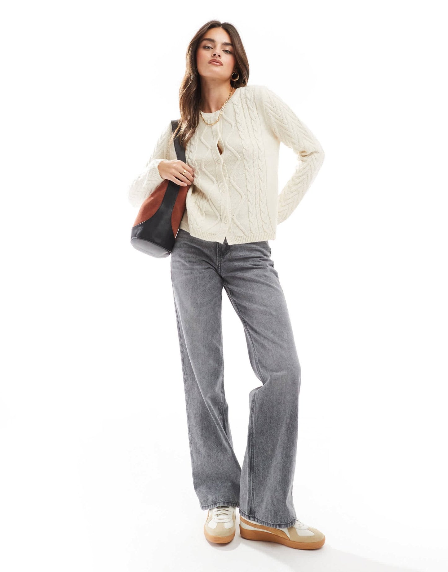 ASOS DESIGN mixed stitch knitted cardigan in cream - ASOS Sample Sale EU Store