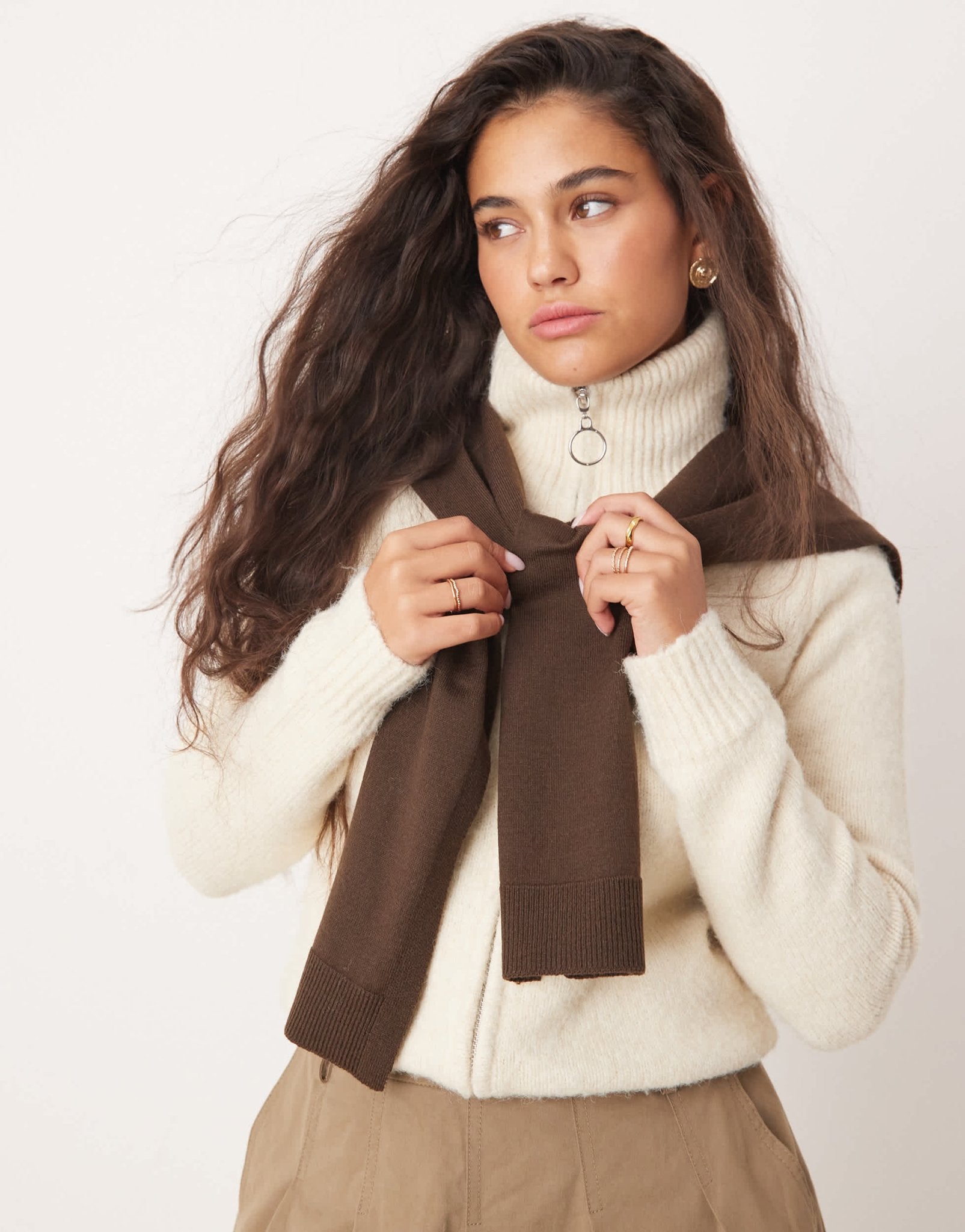 ASOS DESIGN mock jumper scarf in chocolate - ASOS Sample Sale EU Store